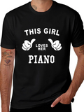 This Girl Loves Her Piano Black T-Shirt
