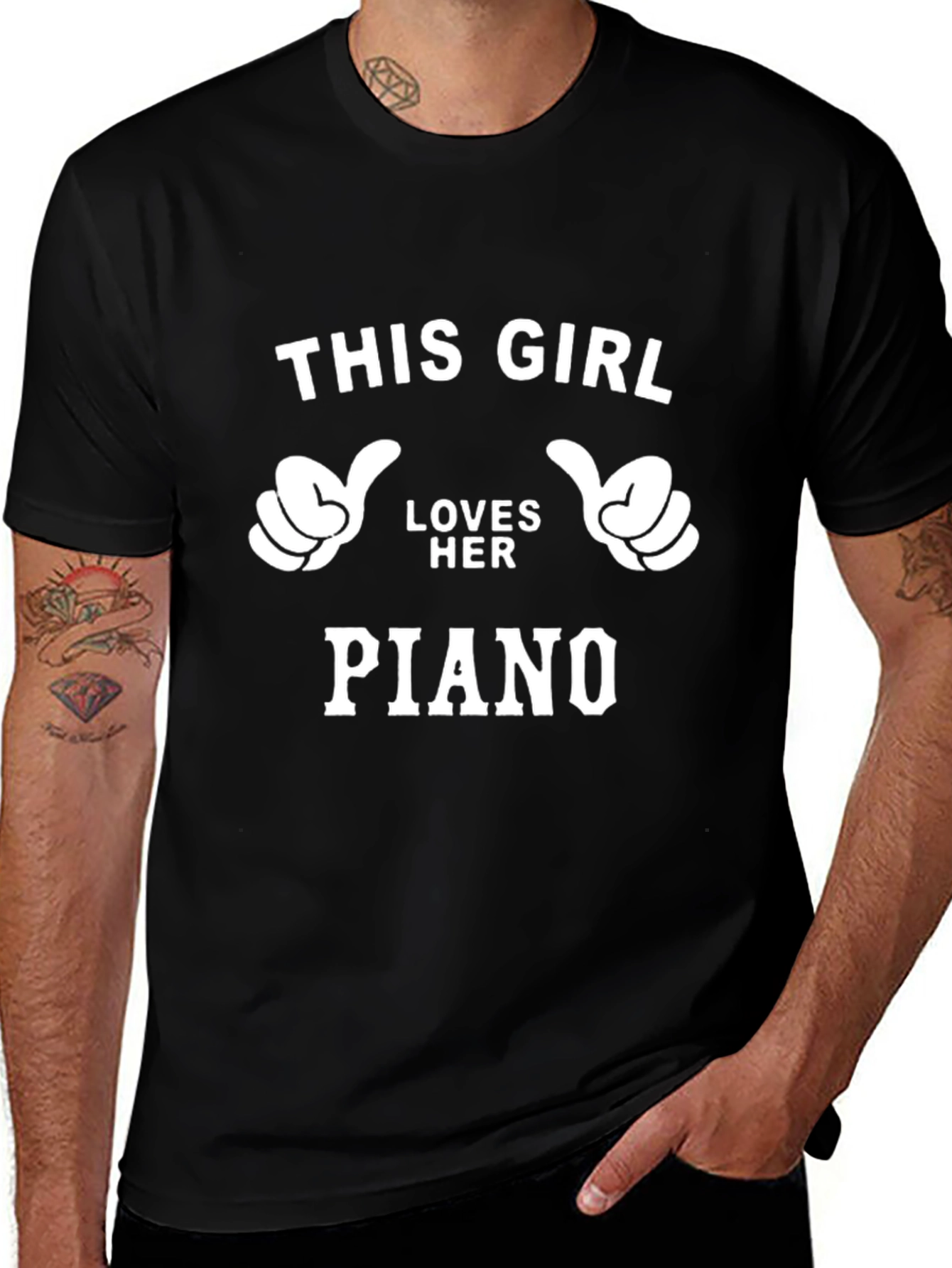 This Girl Loves Her Piano Black T-Shirt