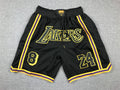 Men's Los Angeles Lakers #8-24 Black Pocket Shorts1