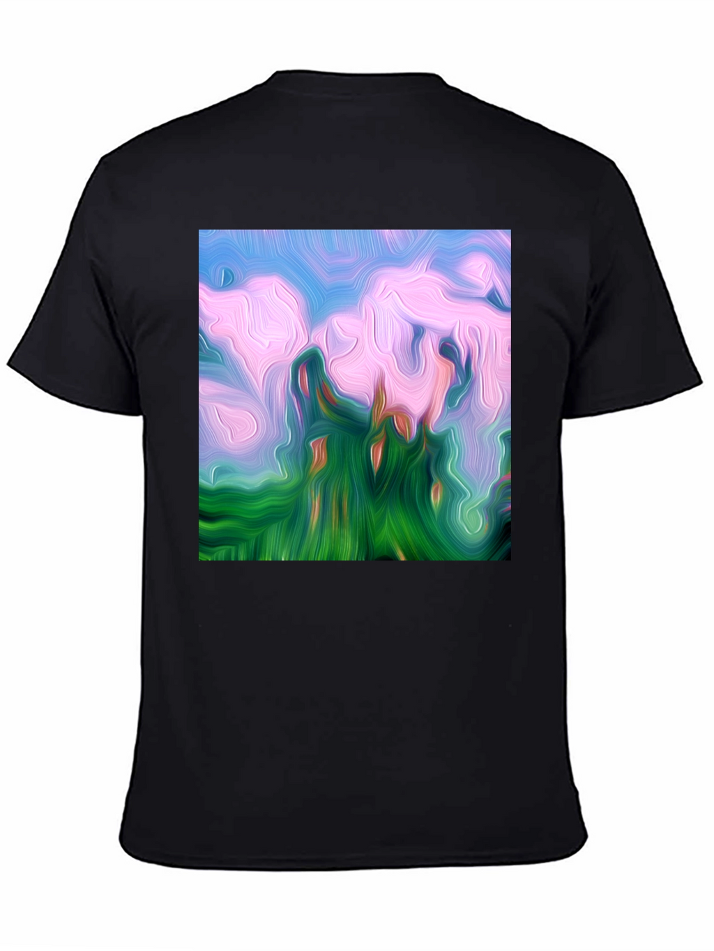 Abstract Landscape Graphic Tee - Artistic Black T-Shirt