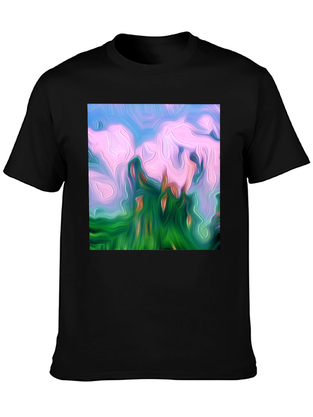 Abstract Landscape Graphic Tee - Artistic Black T-Shirt
