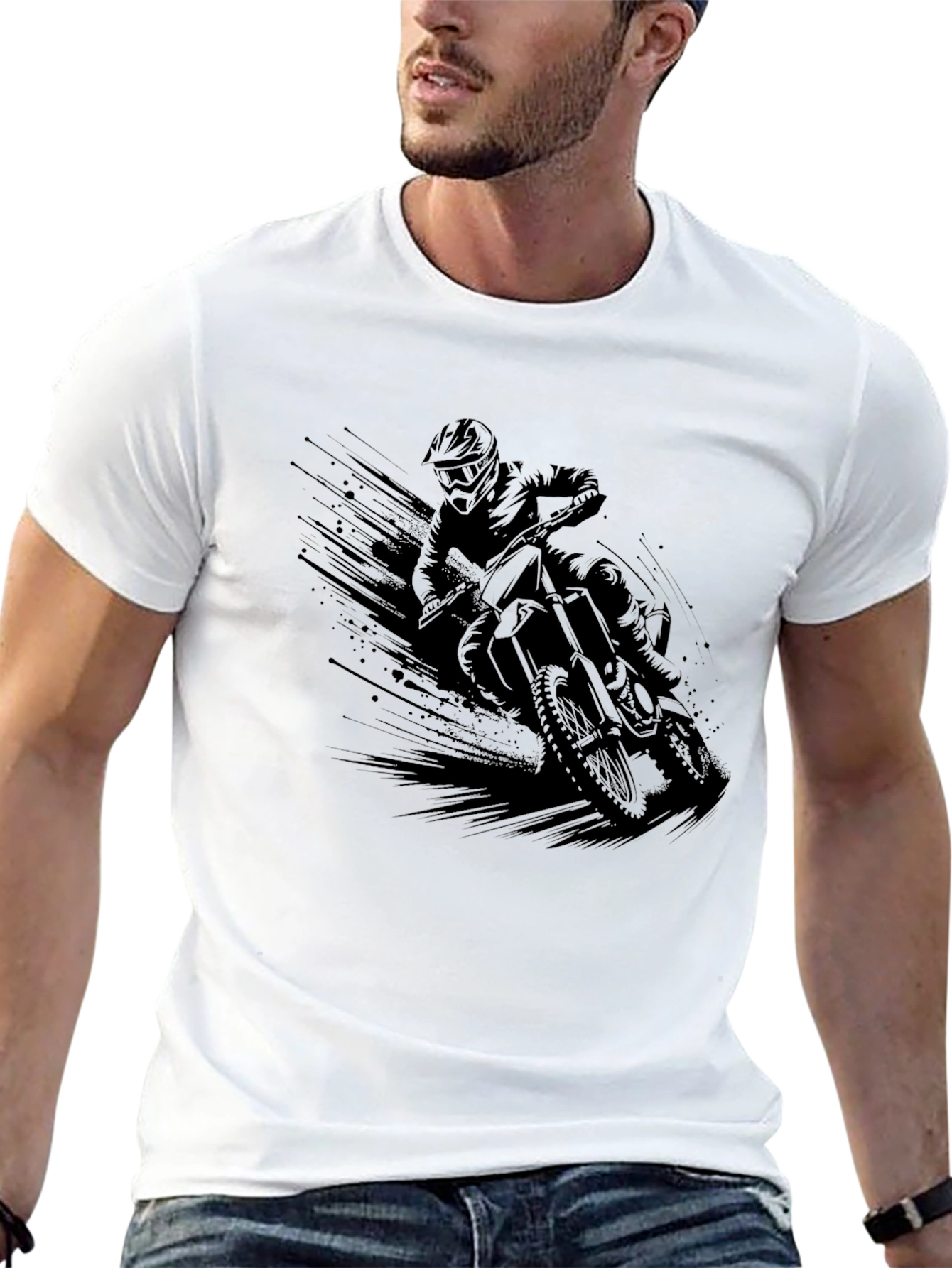 Motocross Rider Graphic T-Shirt - Black Cotton Tee