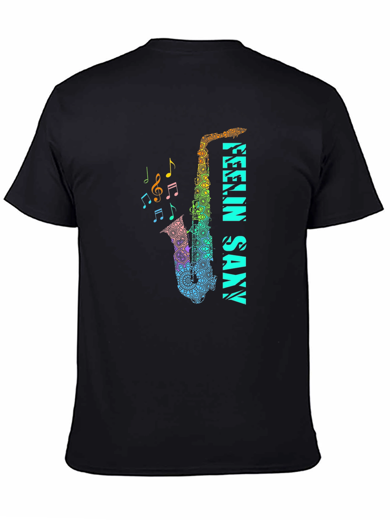 Feelin Saxxy Black T-Shirt - Musical Instrument Graphic Tee