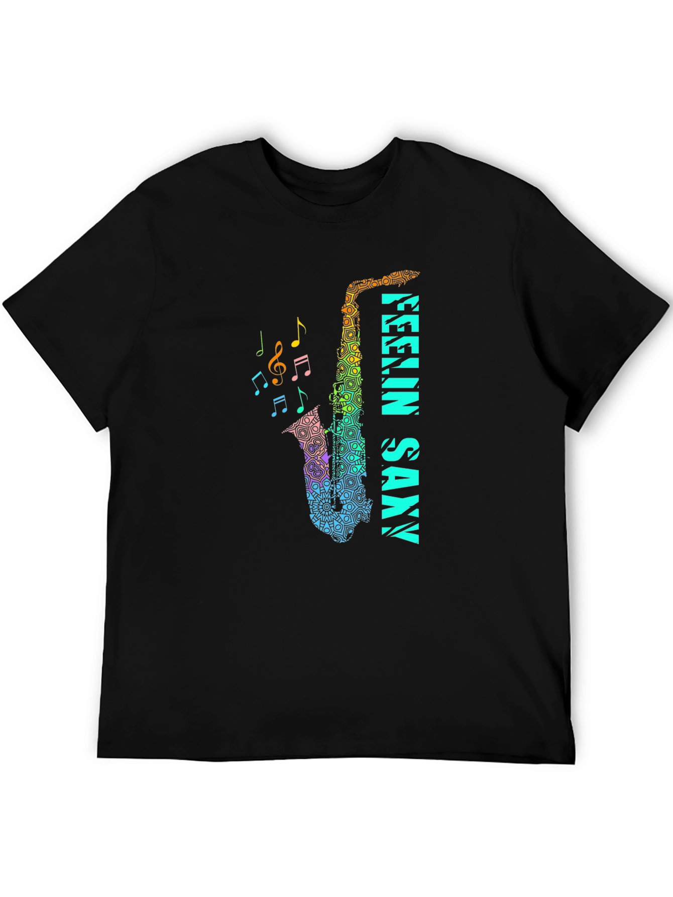 Feelin Saxxy Black T-Shirt - Musical Instrument Graphic Tee