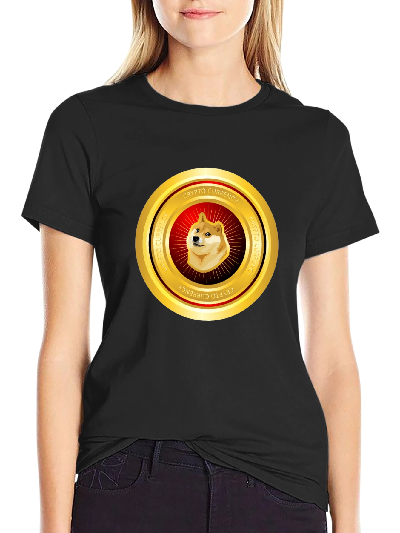 Dogecoin Crypto Currency Black T-Shirt