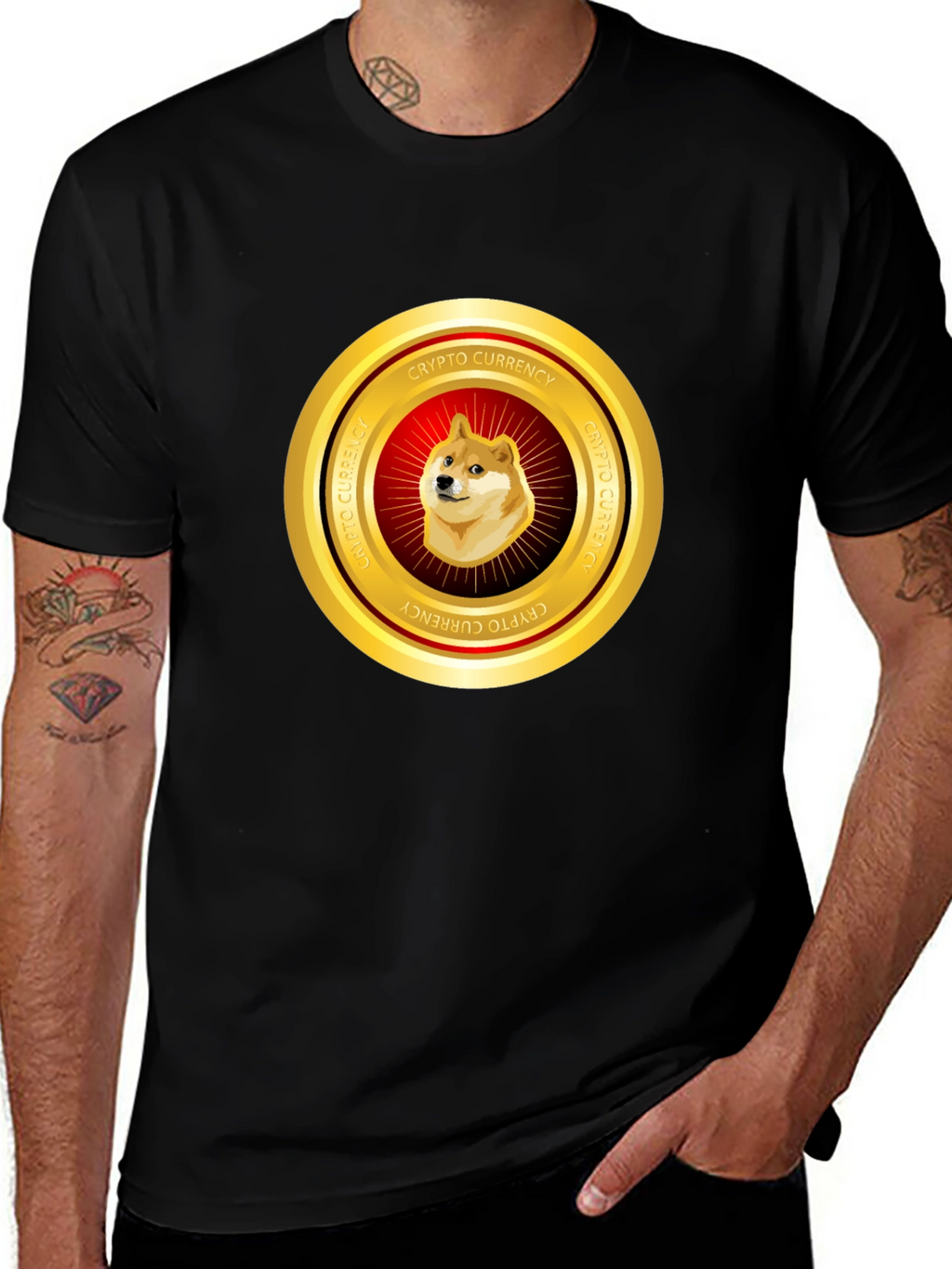 Dogecoin Crypto Currency Black T-Shirt