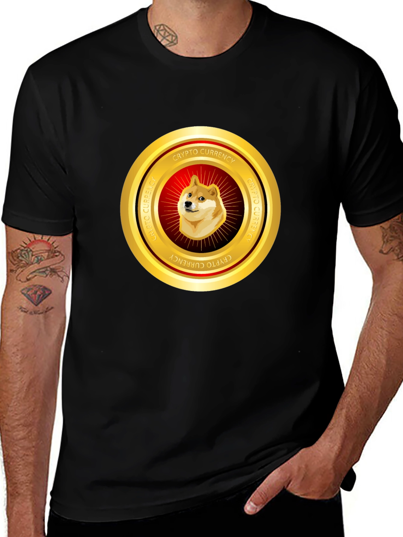 Dogecoin Crypto Currency Black T-Shirt