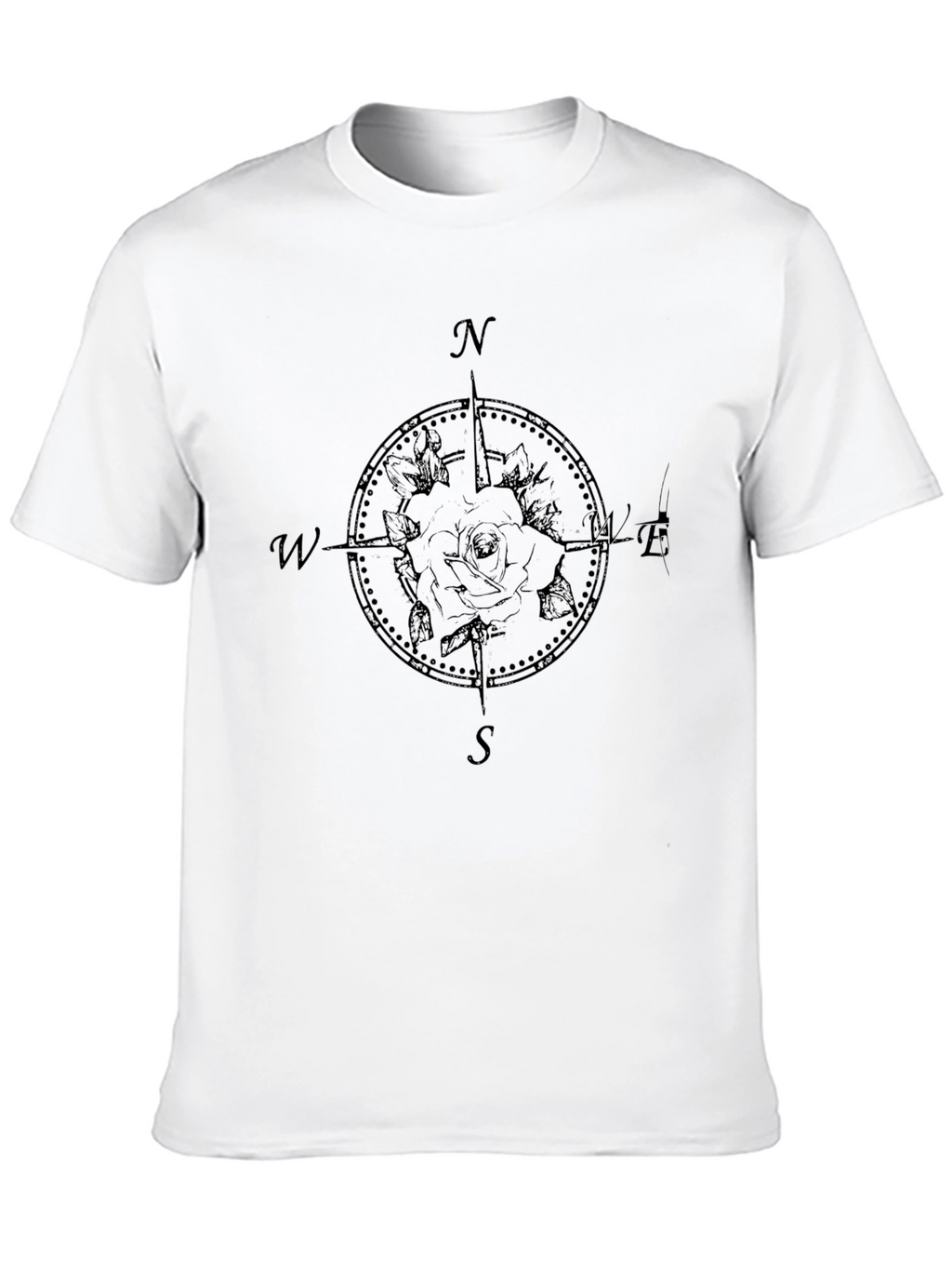 Compass Rose Graphic Tee - Black Cotton Shirt