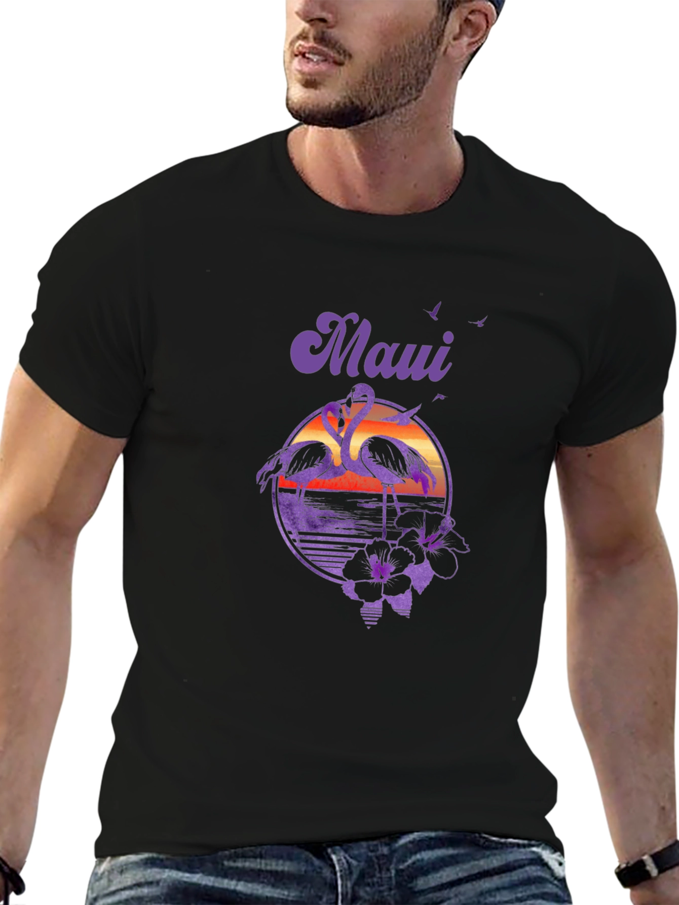 Maui Flamingo Sunset Graphic Tee