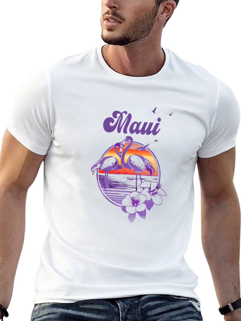 Maui Flamingo Sunset Graphic Tee