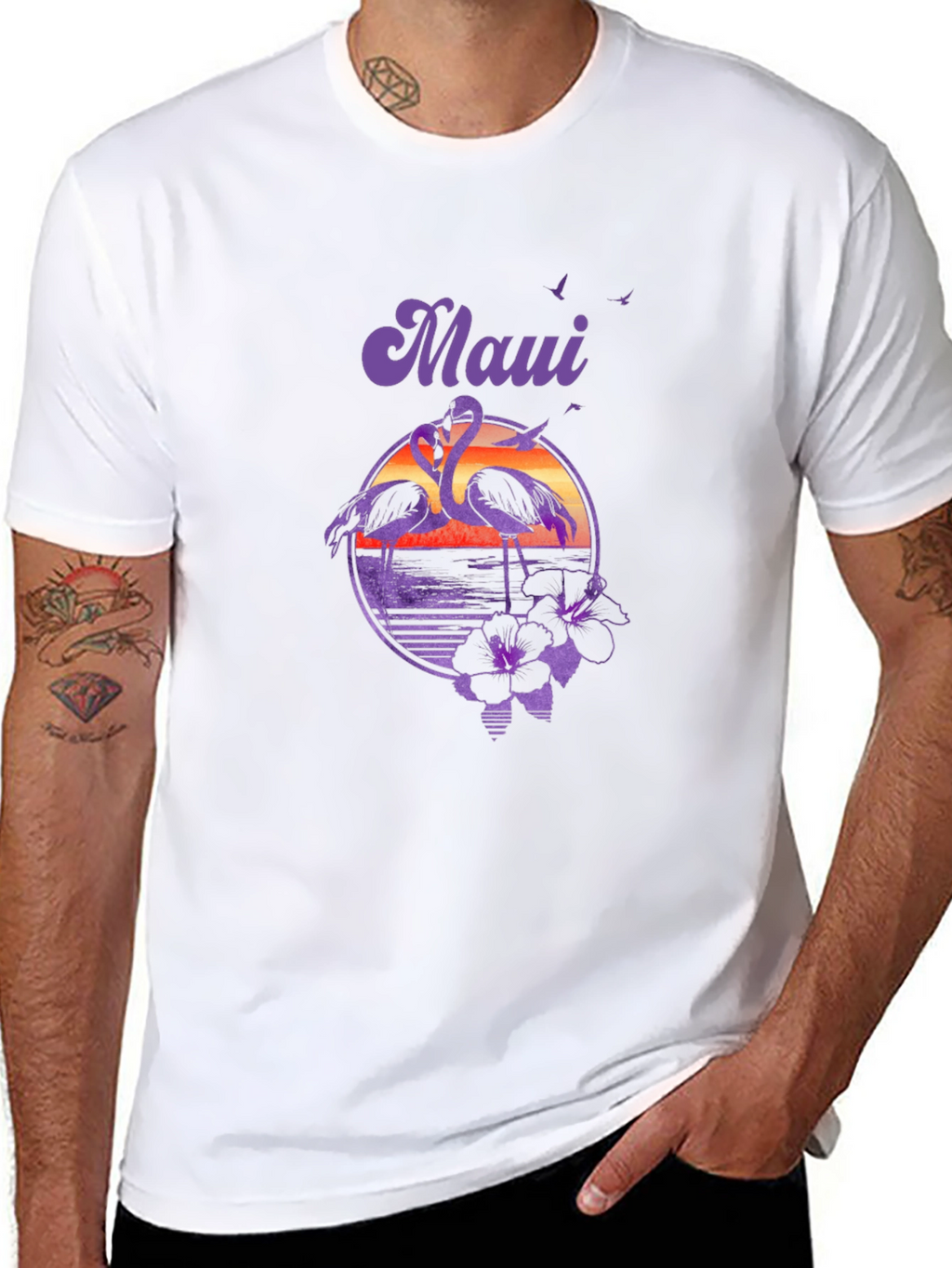 Maui Flamingo Sunset Graphic Tee