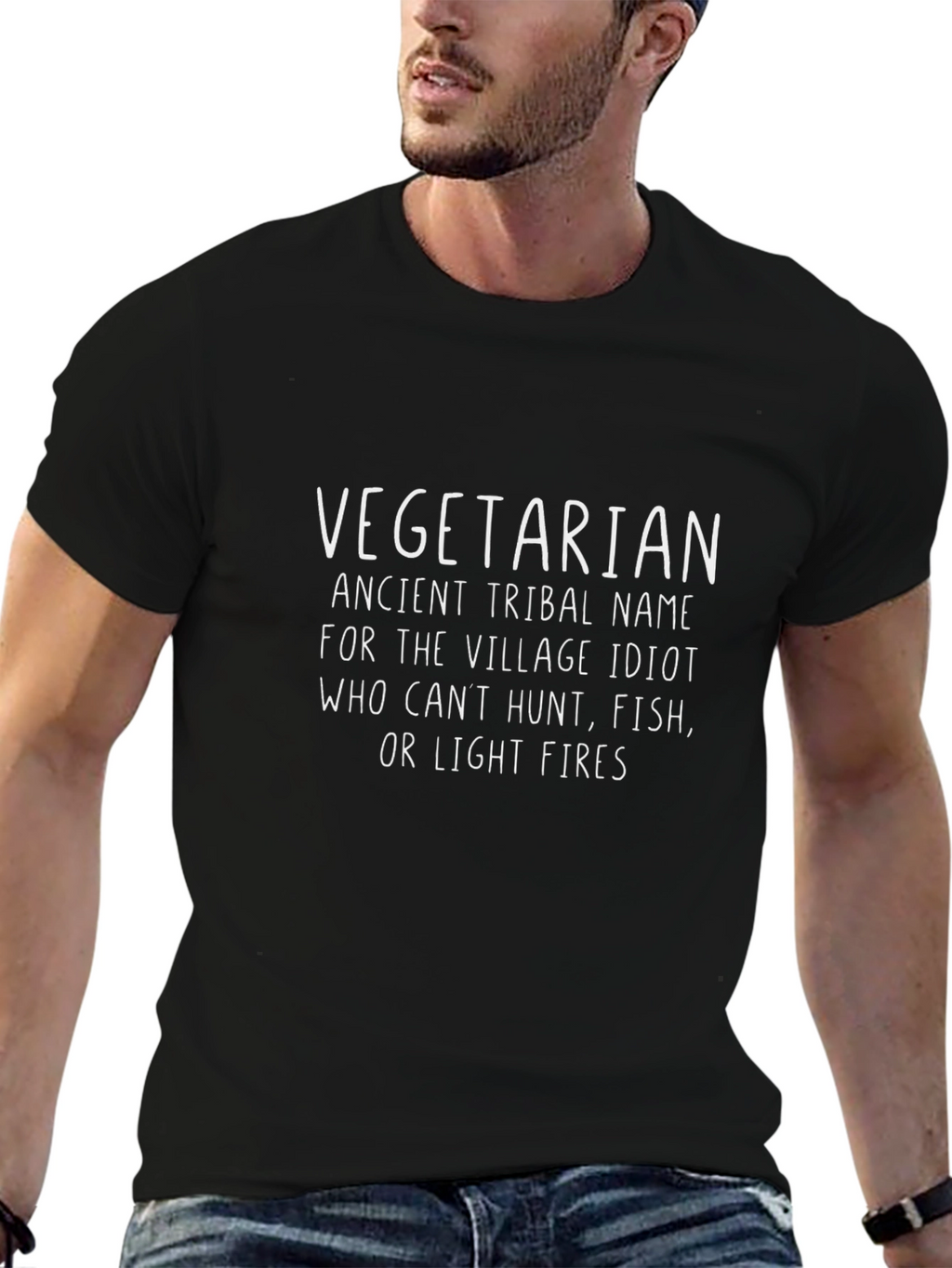 Vegetarian Village Idiot Graphic T-Shirt