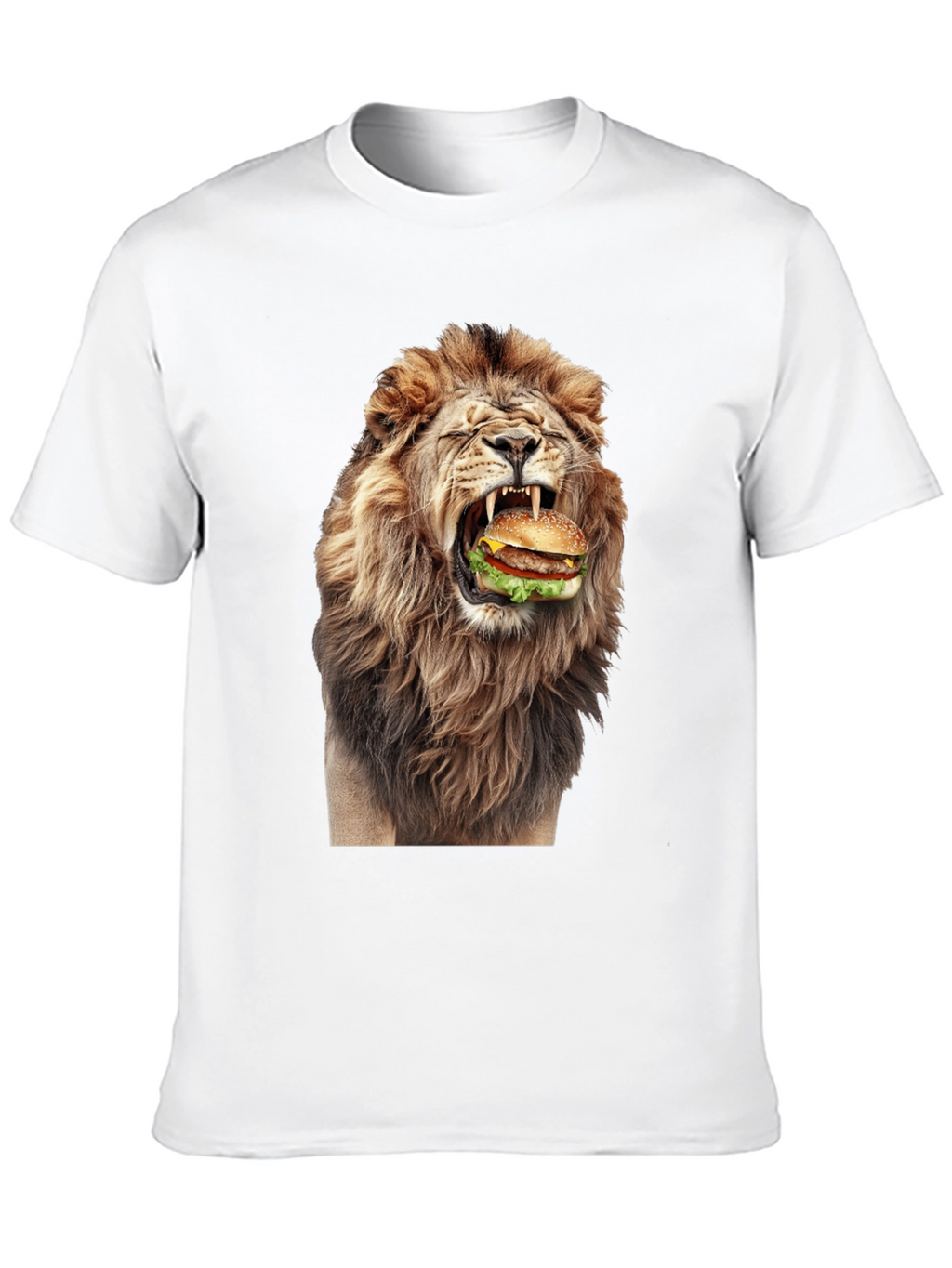 Lion Eating Burger Graphic T-Shirt - Black