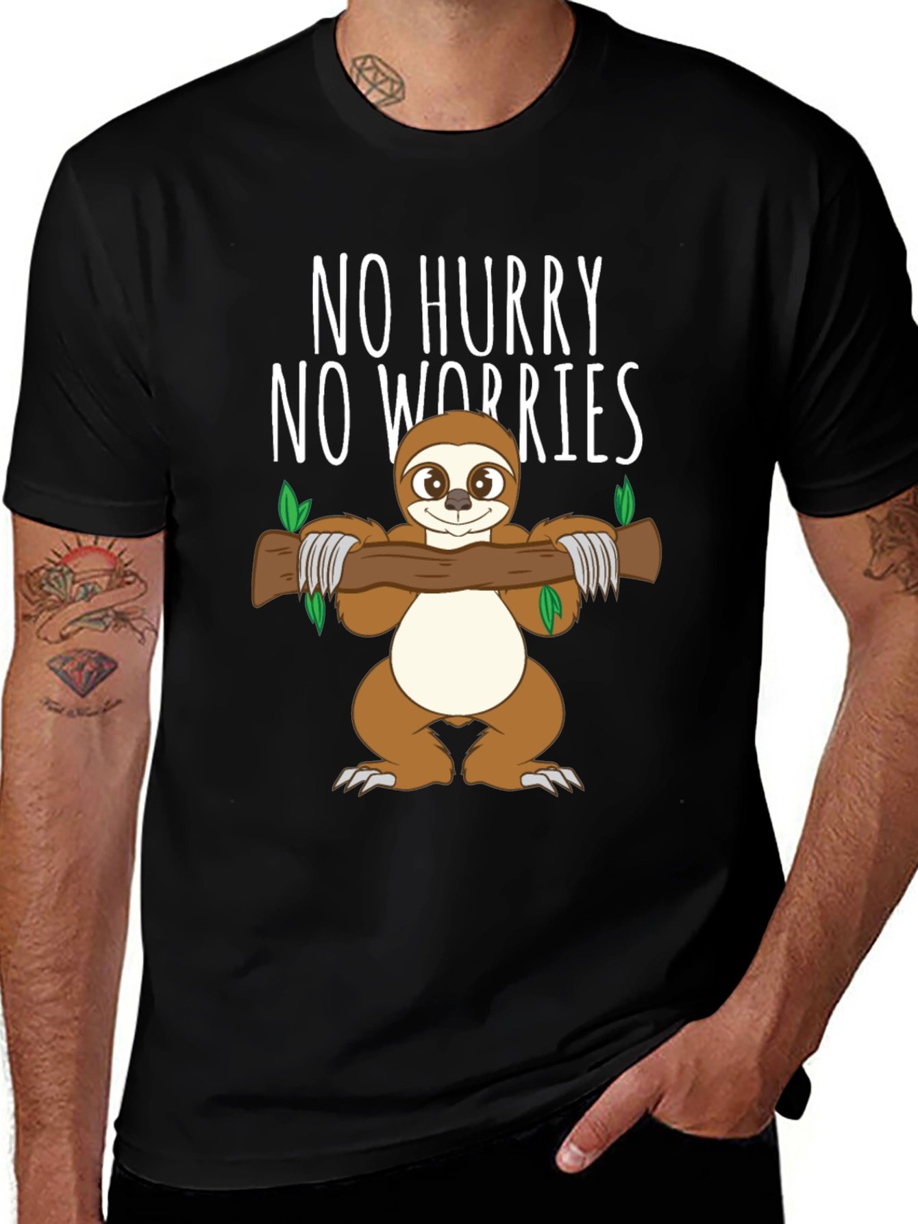 No Hurry No Worries Sloth Graphic T-Shirt