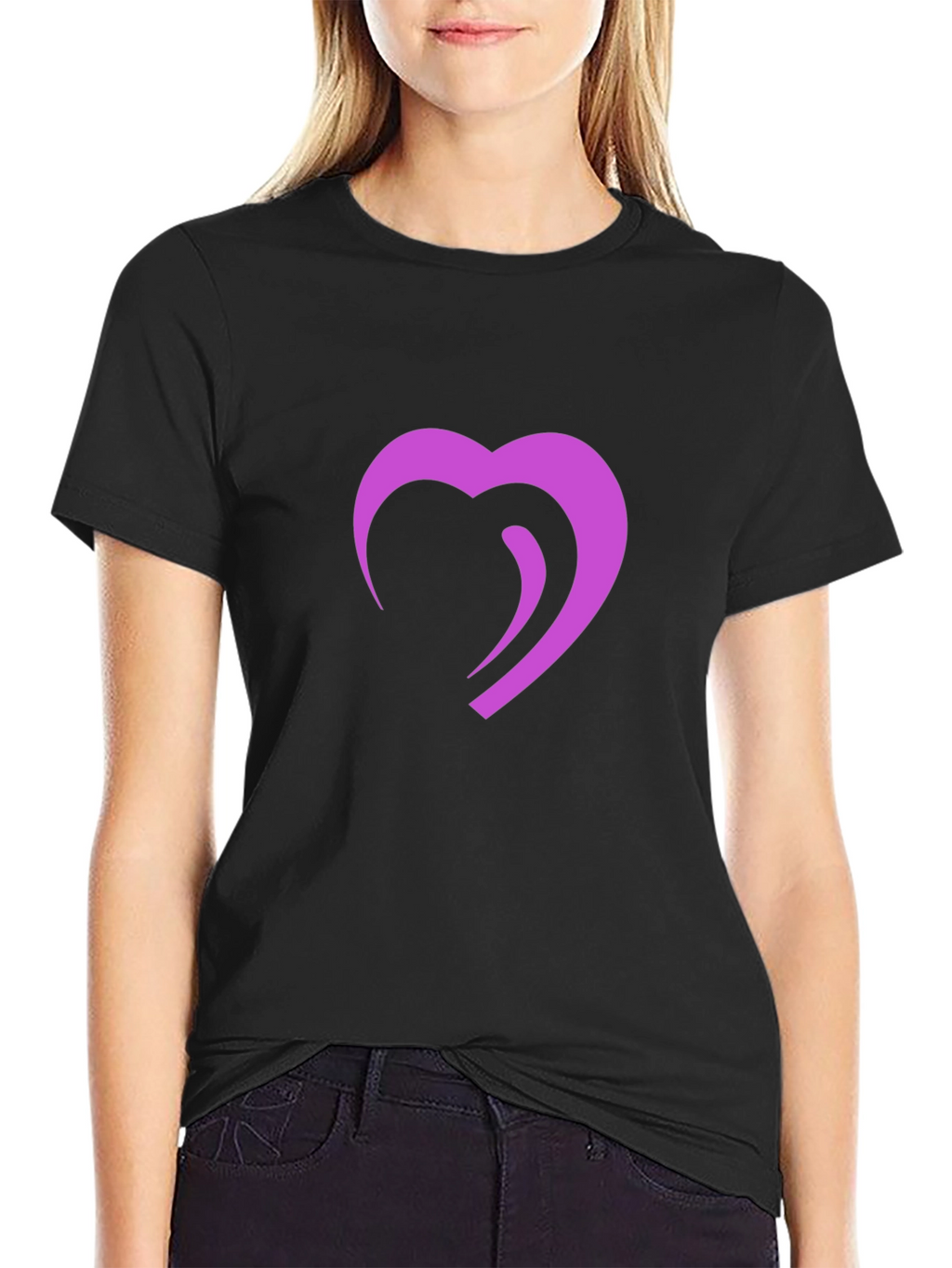 Modern Heart Graphic Black T-Shirt