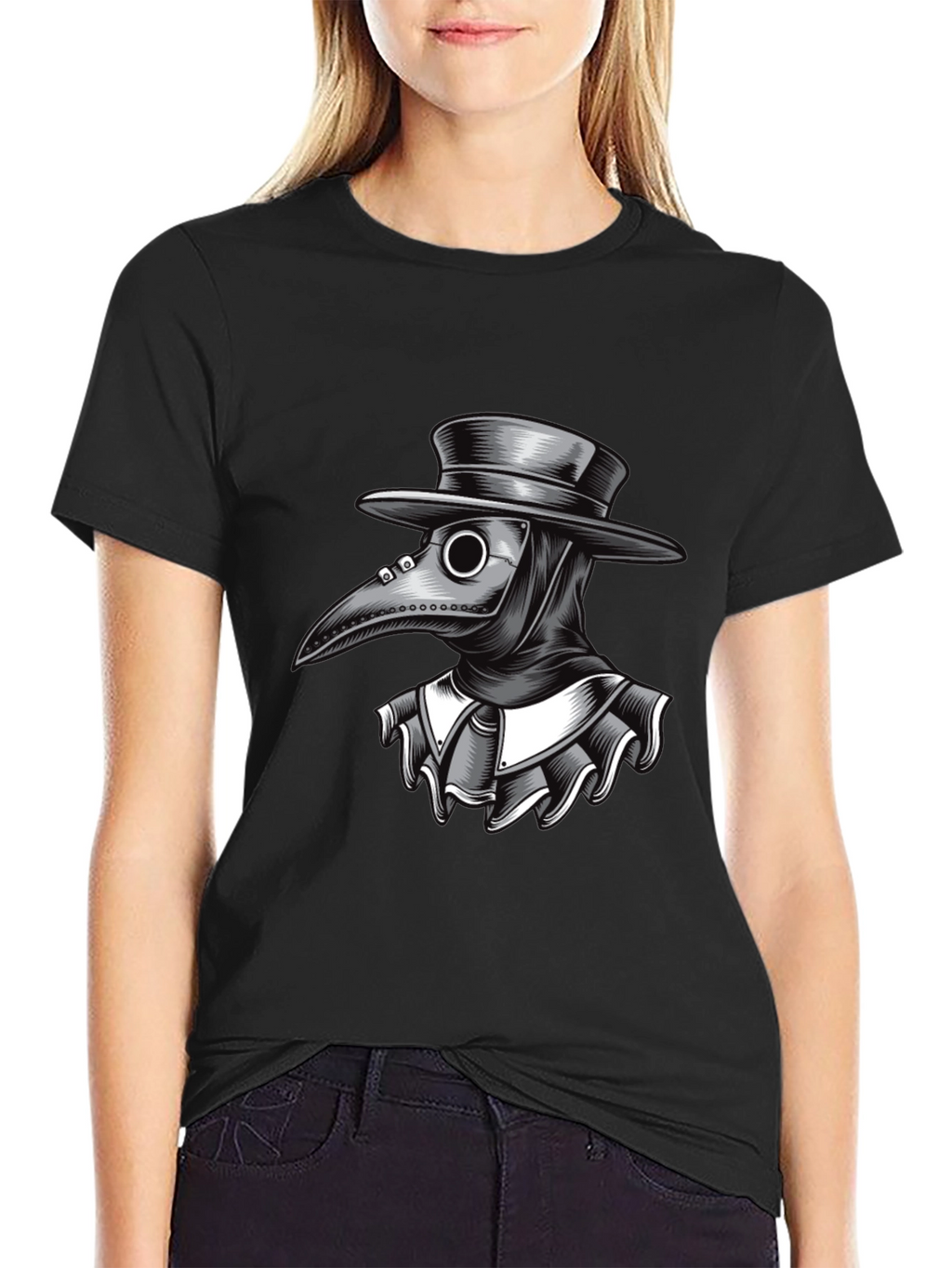 Plague Doctor Graphic Tee - Black Cotton T-Shirt