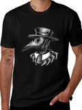 Plague Doctor Graphic Tee - Black Cotton T-Shirt