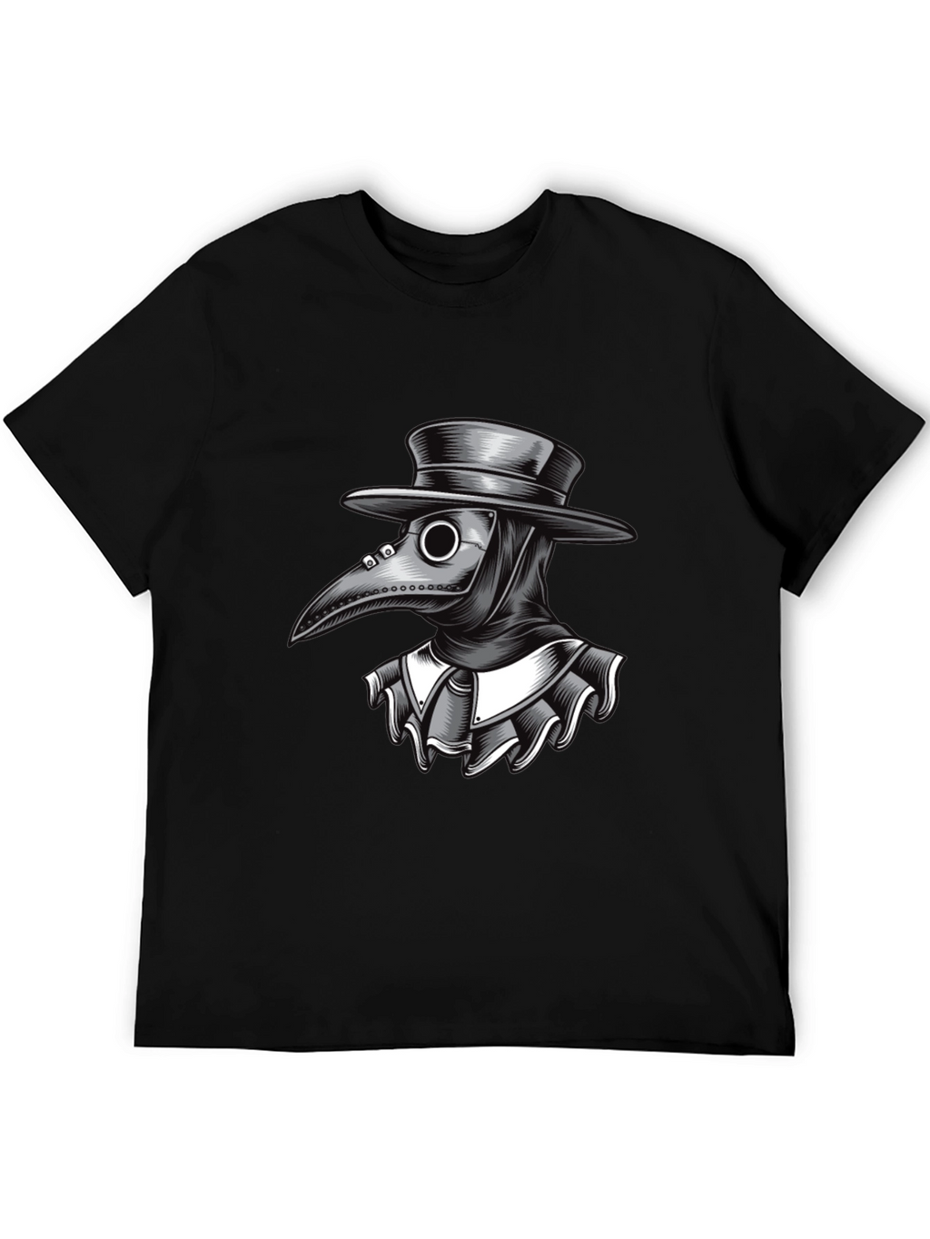 Plague Doctor Graphic Tee - Black Cotton T-Shirt