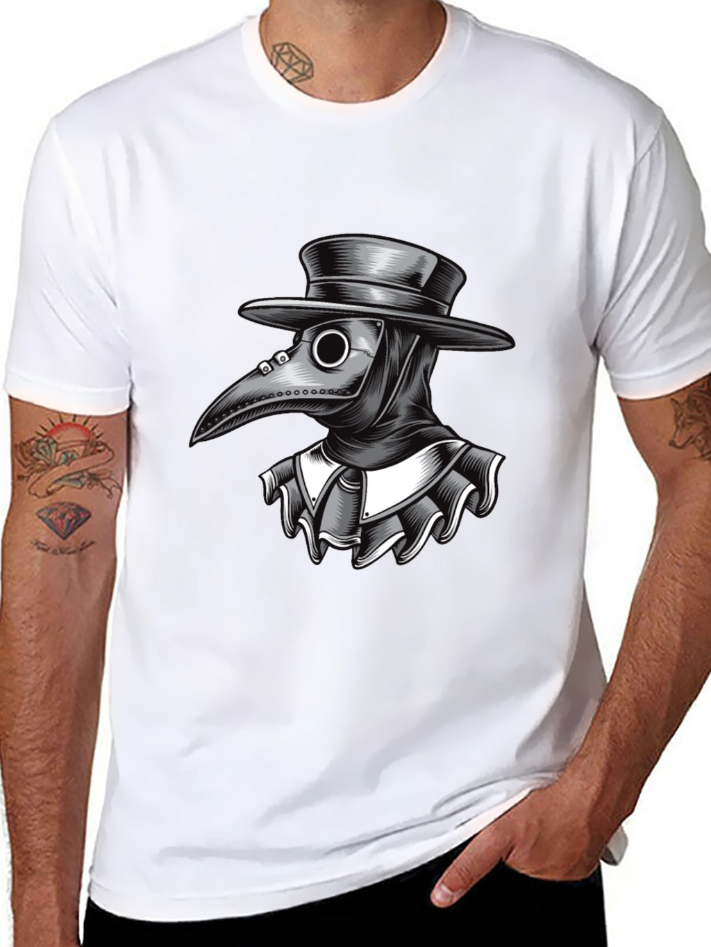 Plague Doctor Graphic Tee - Black Cotton T-Shirt