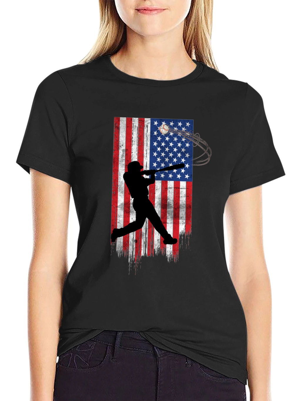 Baseball USA Flag Graphic Tee
