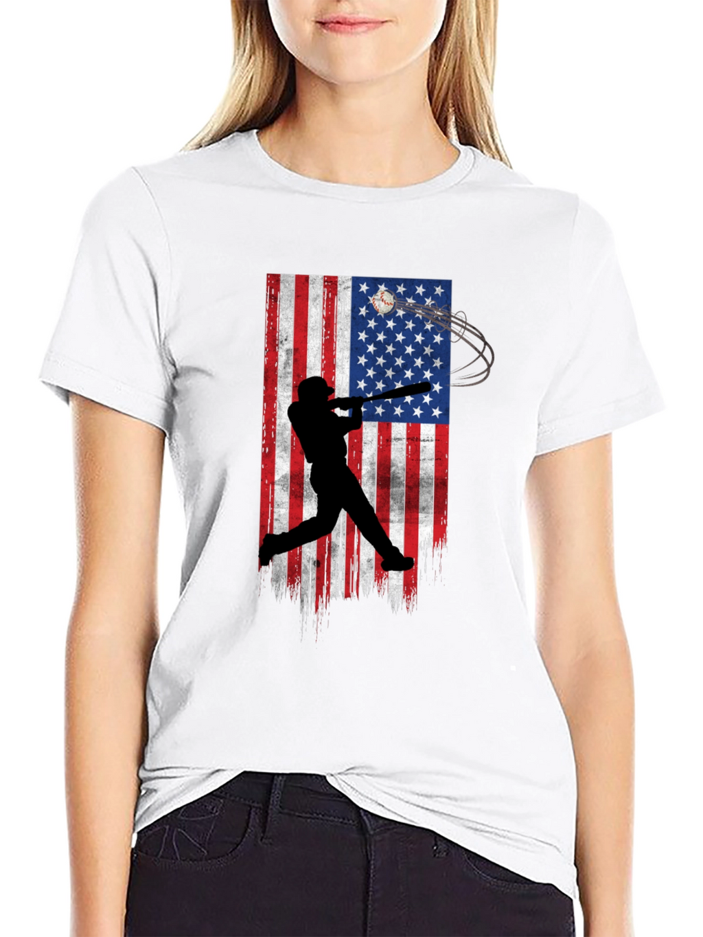 Baseball USA Flag Graphic Tee