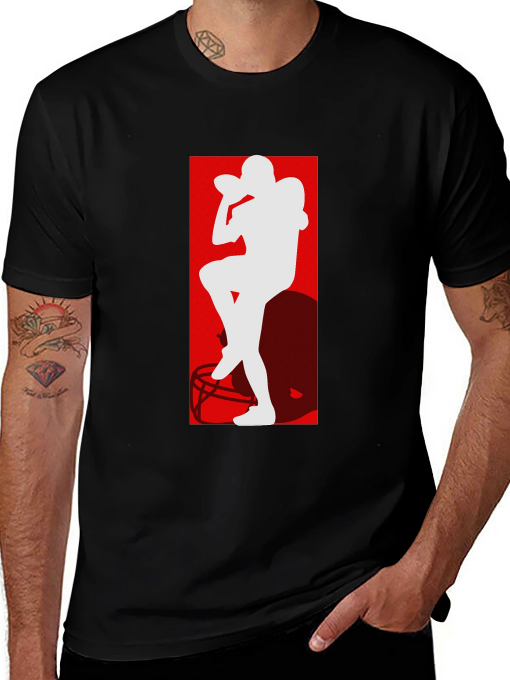 Football Player Silhouette Graphic T-Shirt