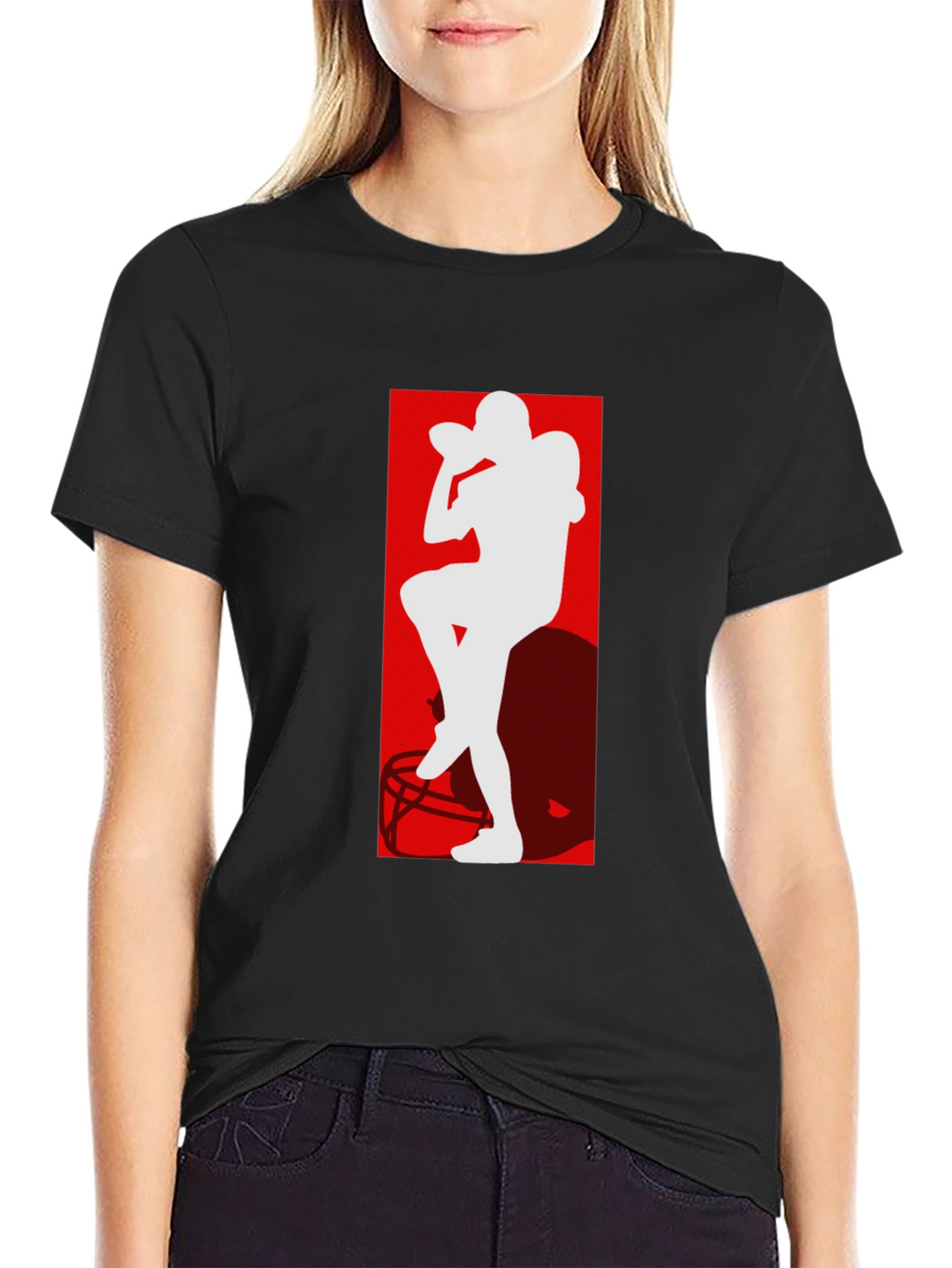 Football Player Silhouette Graphic T-Shirt