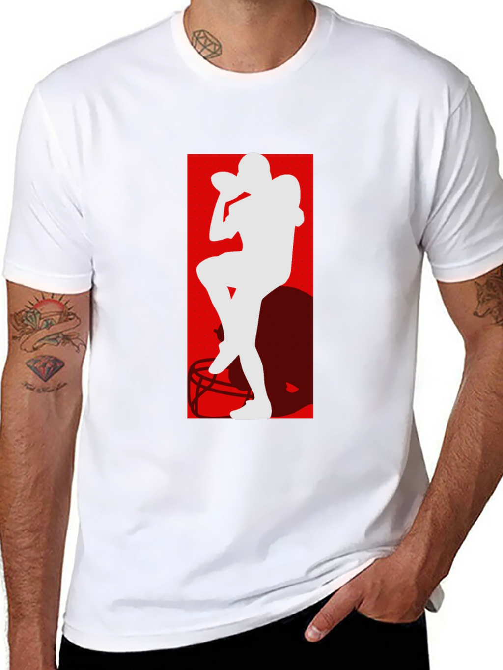 Football Player Silhouette Graphic T-Shirt