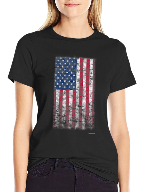 American Flag Grunge Graphic T-Shirt