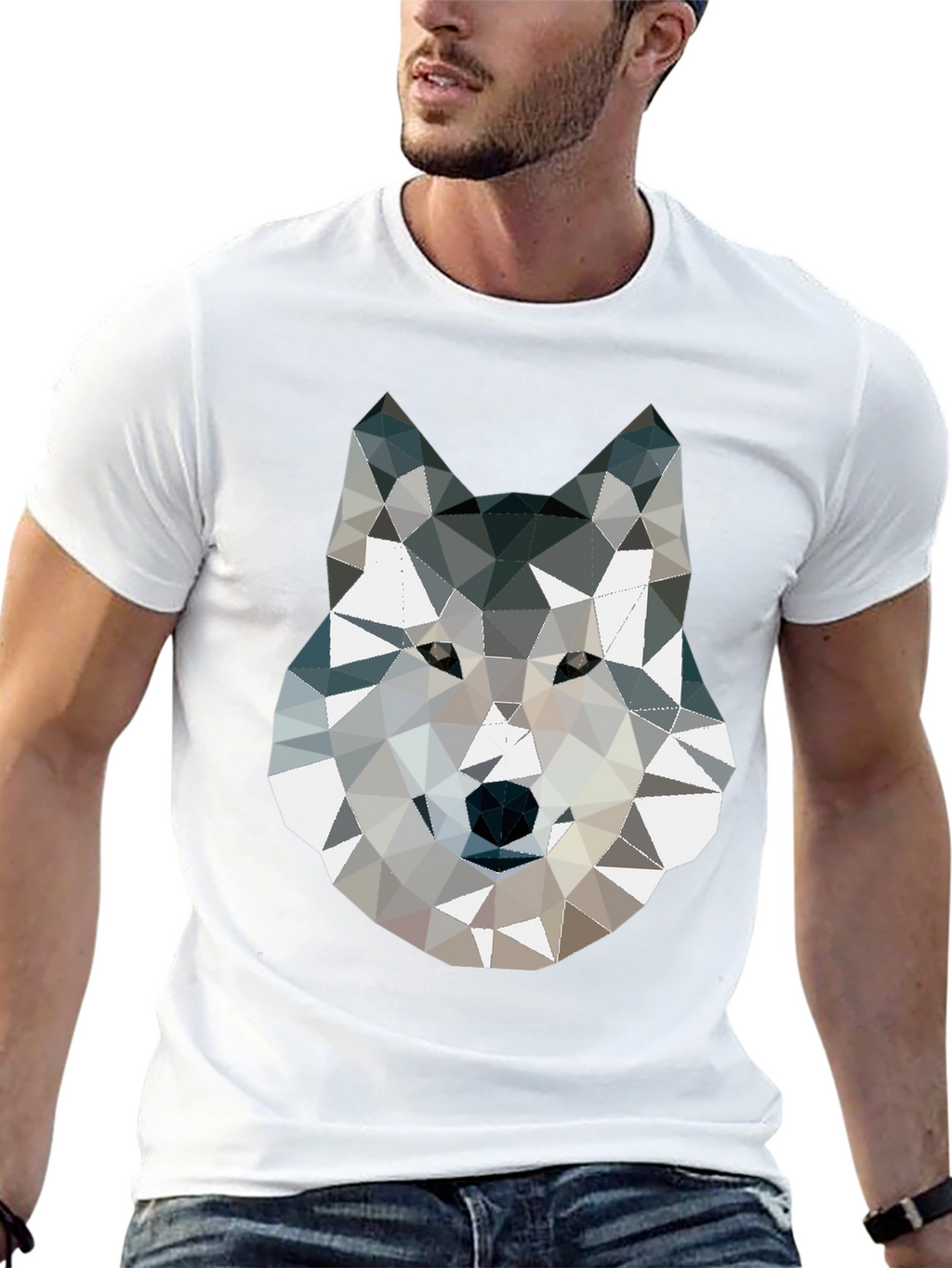 Geometric Wolf Graphic Print T-Shirt