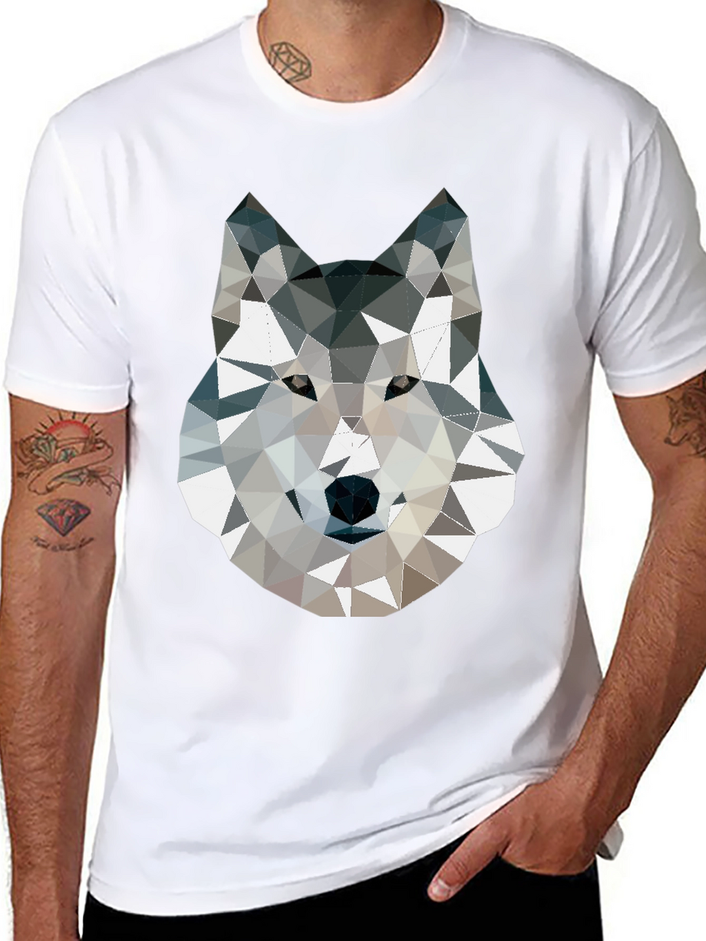 Geometric Wolf Graphic Print T-Shirt