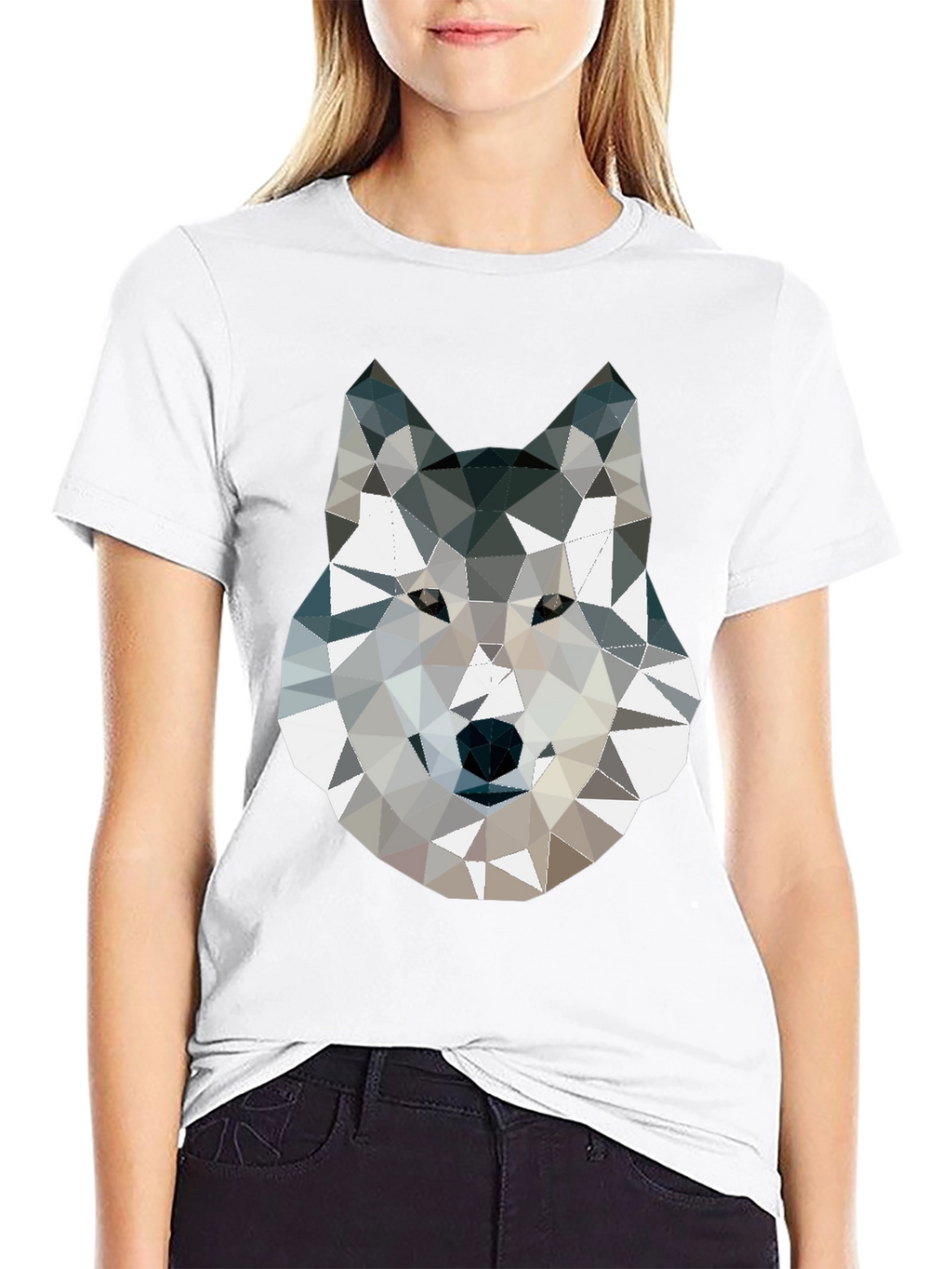 Geometric Wolf Graphic Print T-Shirt