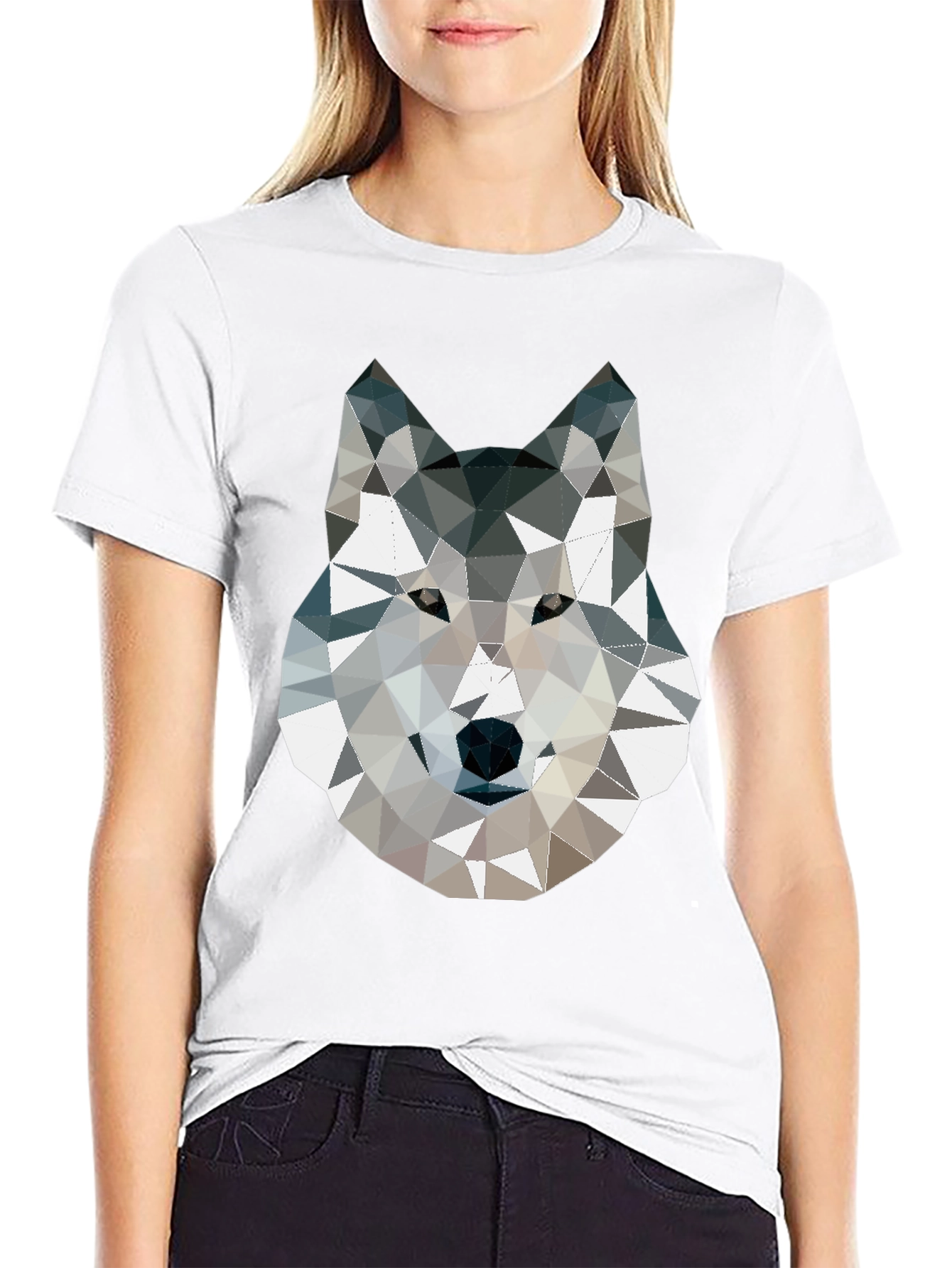 Geometric Wolf Graphic Print T-Shirt