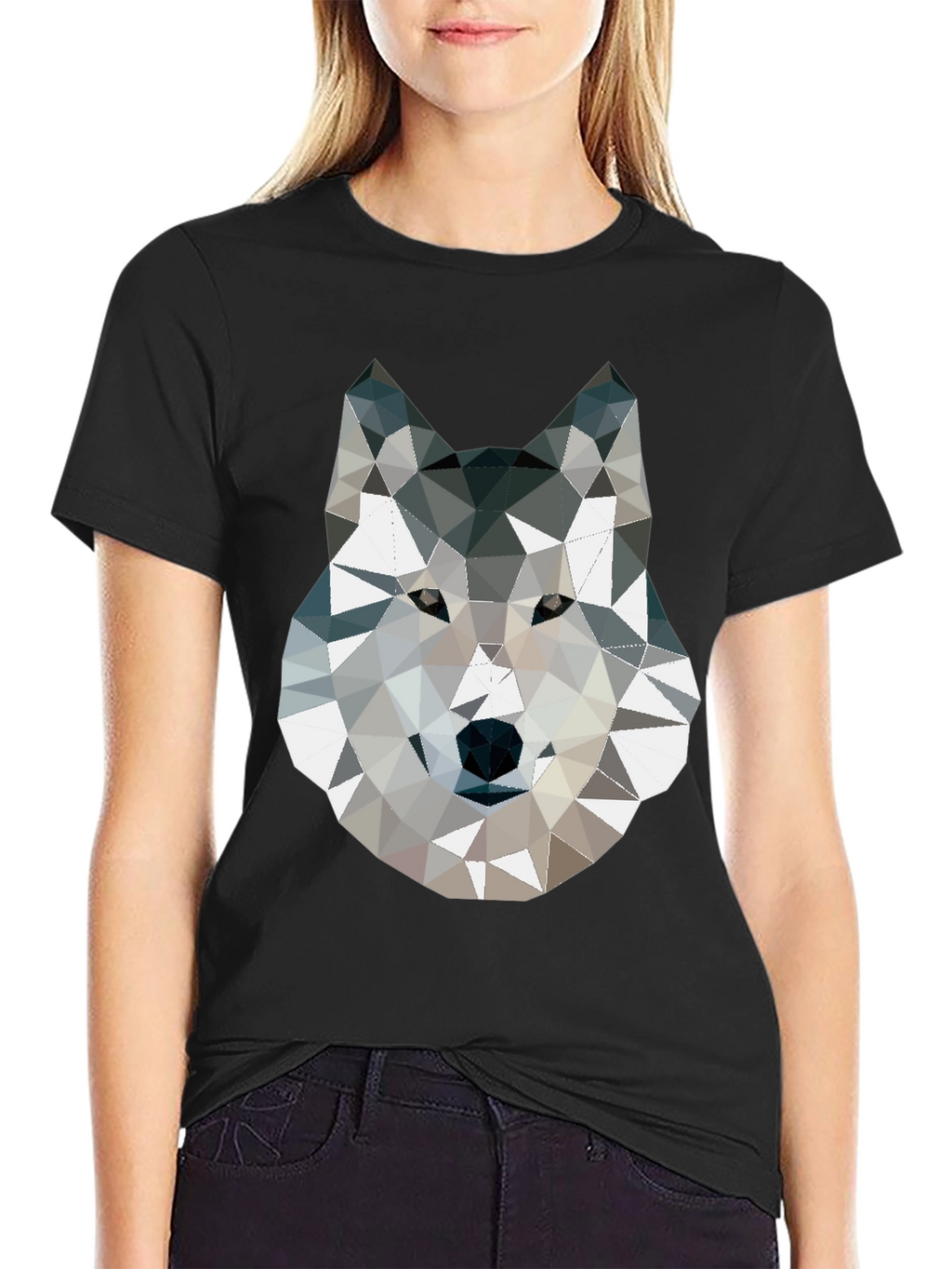 Geometric Wolf Graphic Print T-Shirt