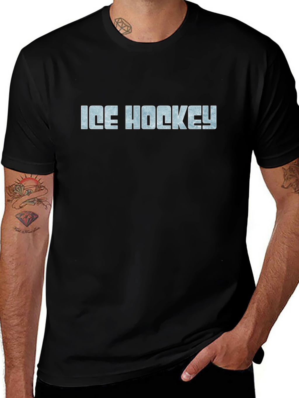 Ice Hockey Graphic T-Shirt - Black