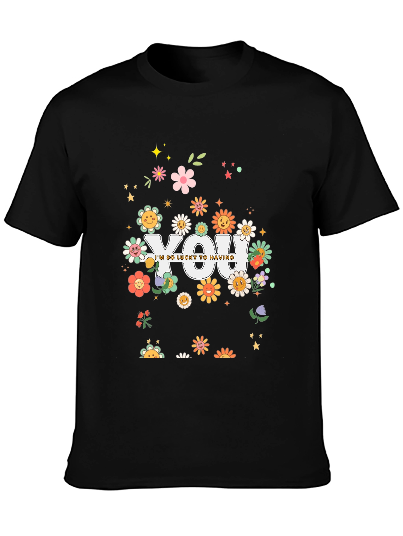Lucky To Have You Graphic Tee - Black