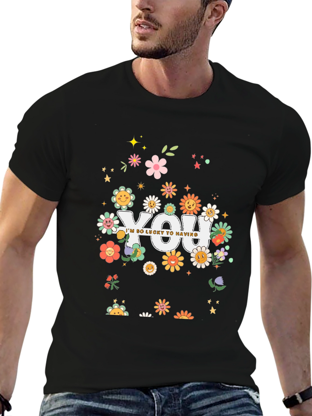 Lucky To Have You Graphic Tee - Black