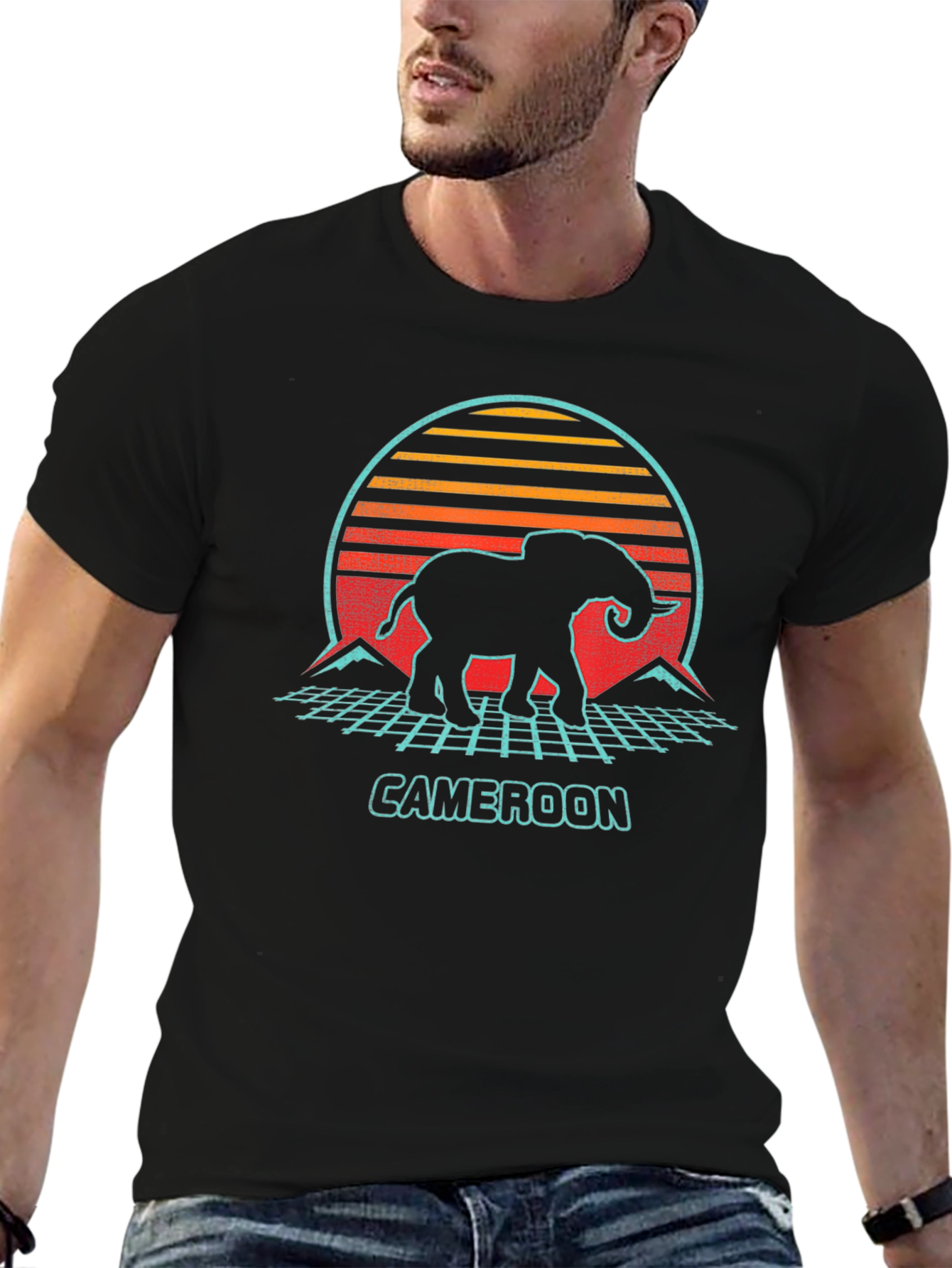 Cameroon Elephant Retro T-Shirt