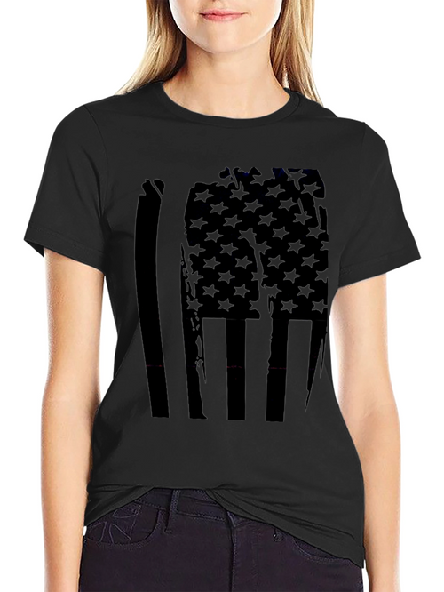 American Flag Distressed Graphic Tee - Black