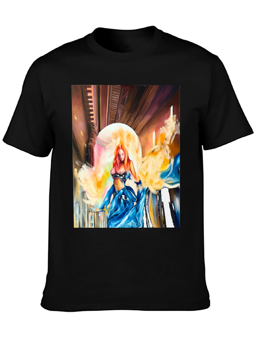 Artistic Woman Print Black T-Shirt