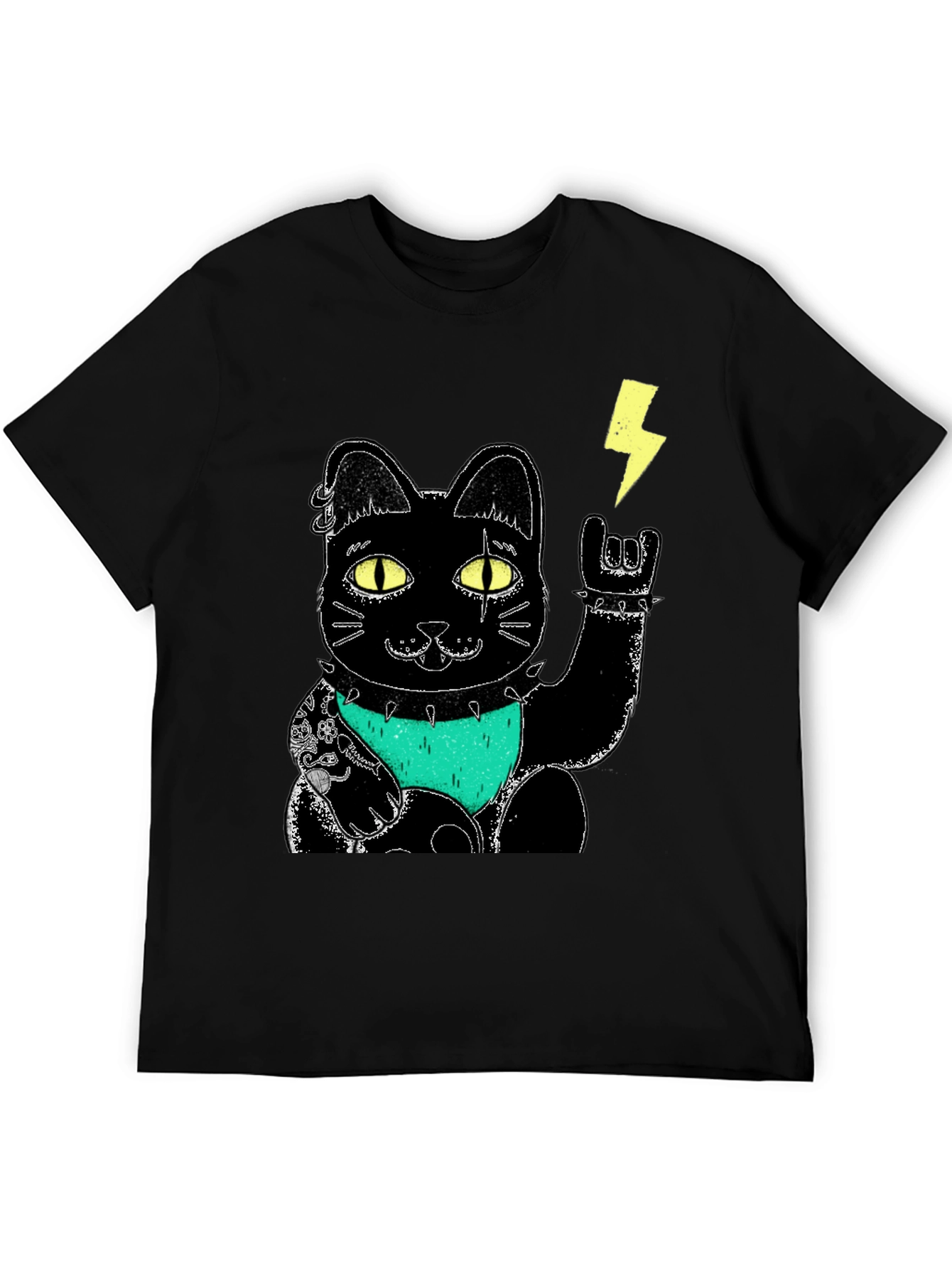 Lucky Punk Rock Cat Graphic Tee