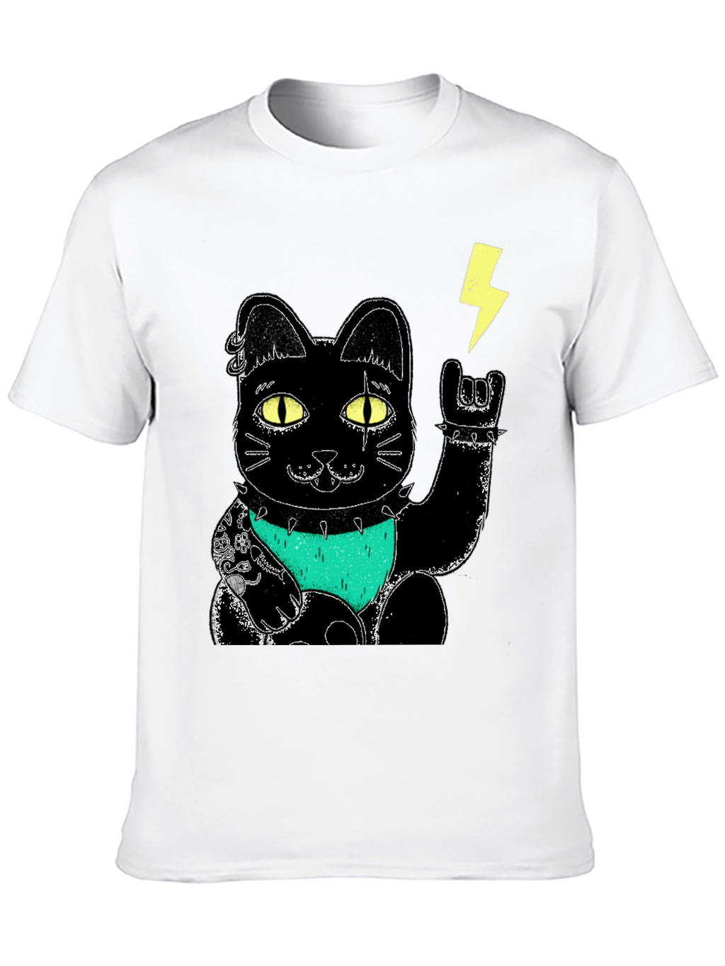 Lucky Punk Rock Cat Graphic Tee