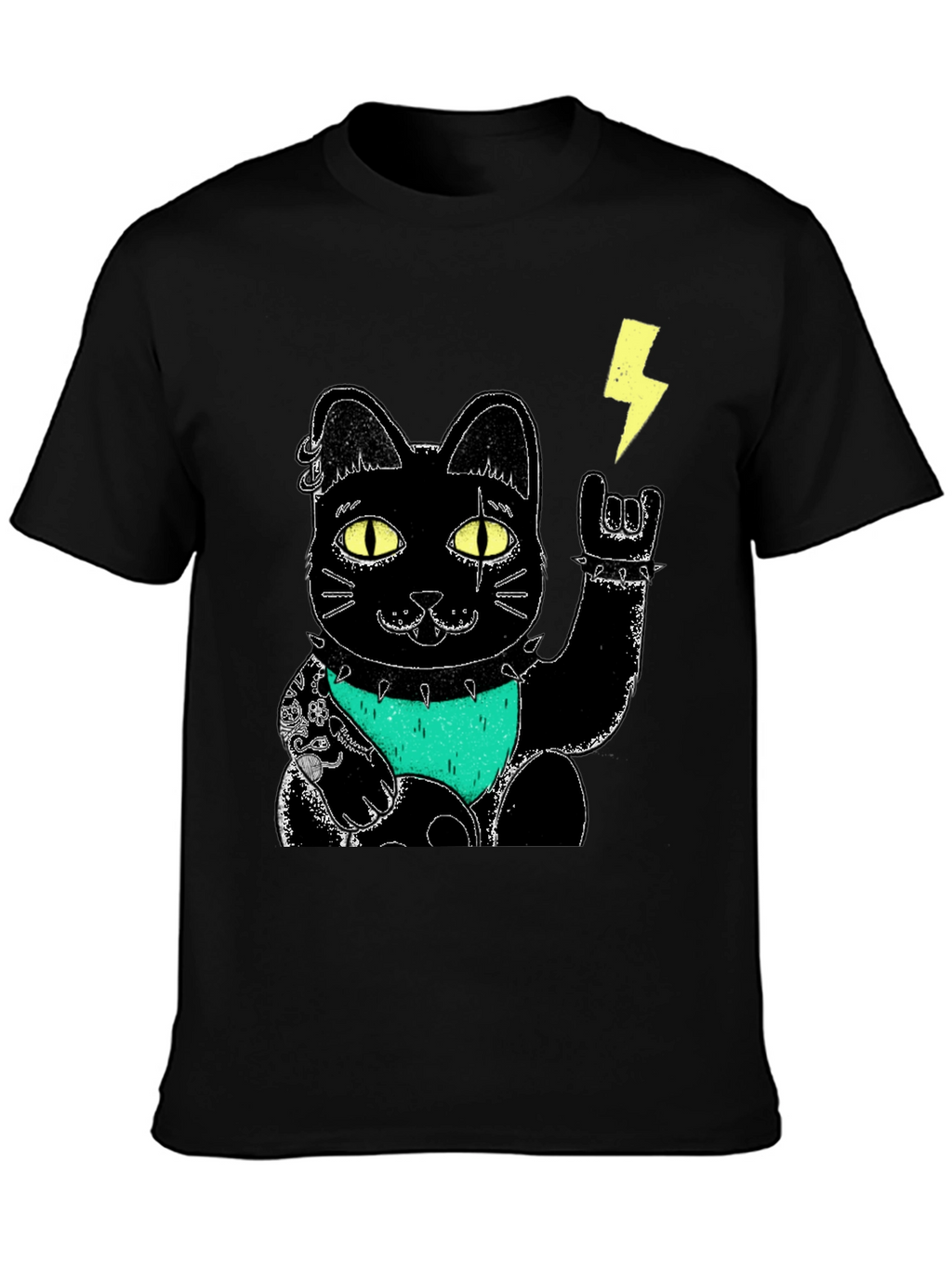 Lucky Punk Rock Cat Graphic Tee
