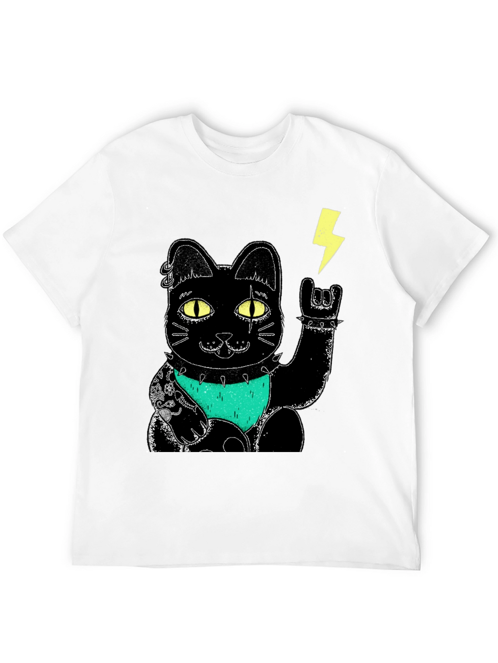 Lucky Punk Rock Cat Graphic Tee