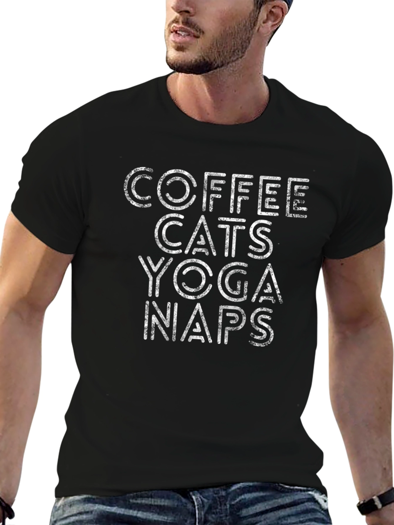 Coffee Cats Yoga Naps Graphic Tee
