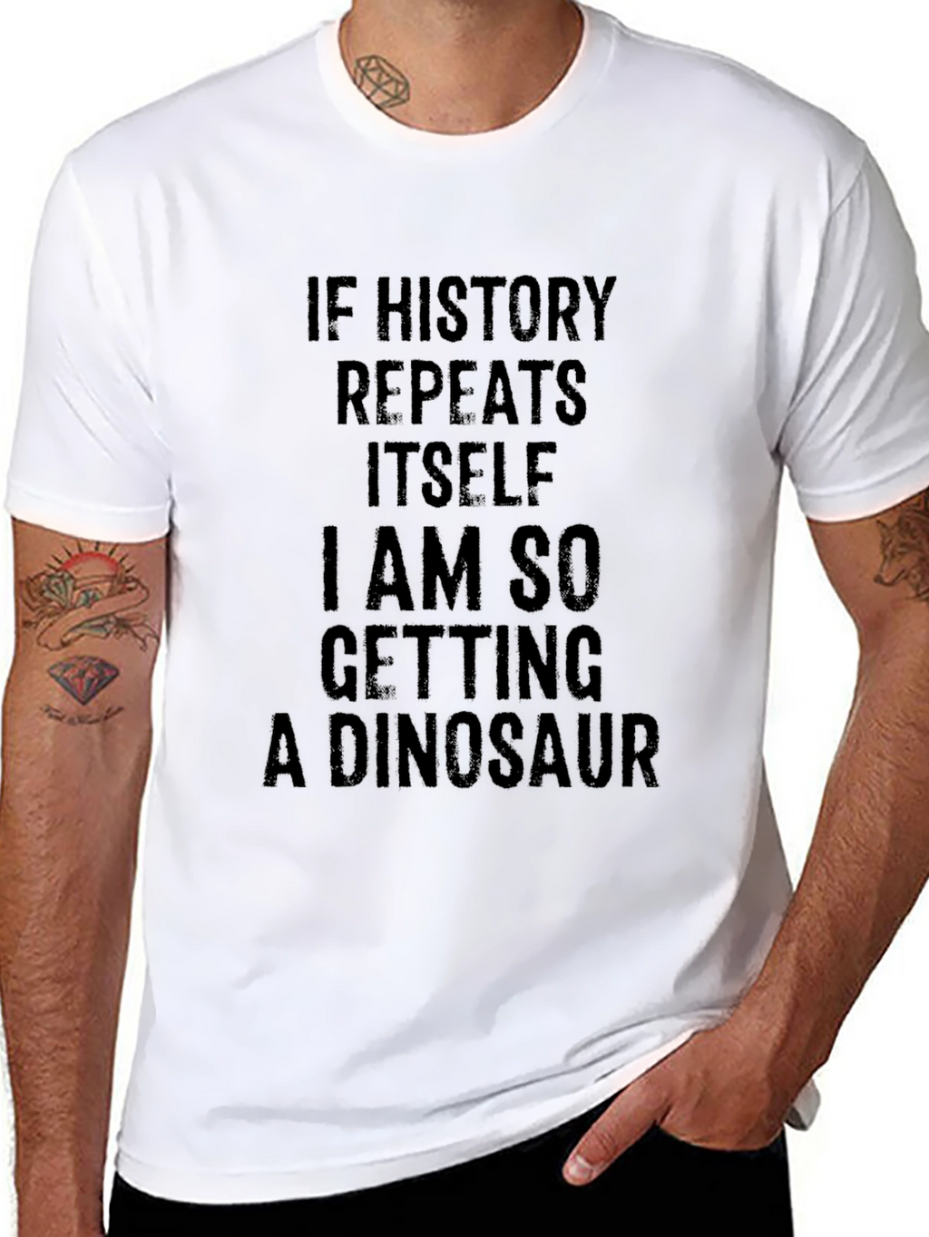 Funny Dinosaur T-Shirt: History Repeats Humor Tee