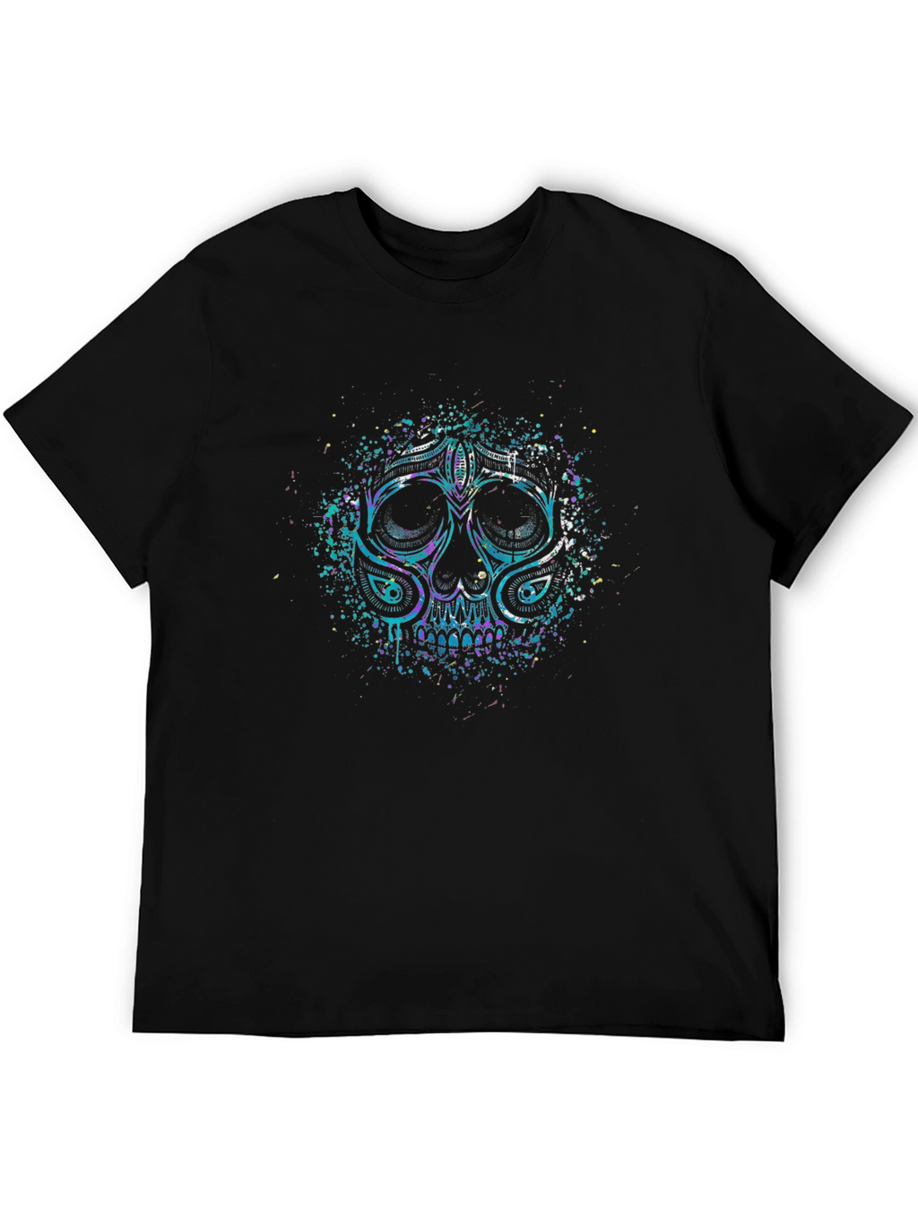Vibrant Skull Graphic Black T-Shirt