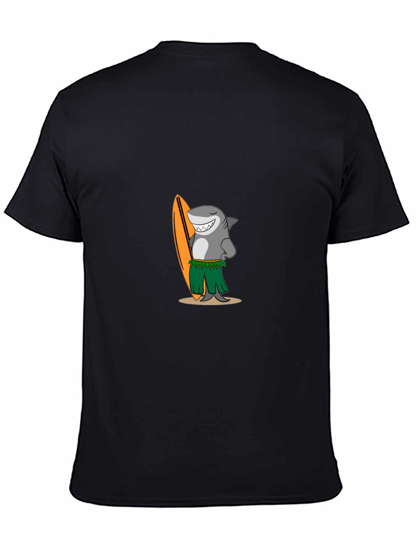 Surfing Shark Graphic Tee - Black Cotton T-Shirt