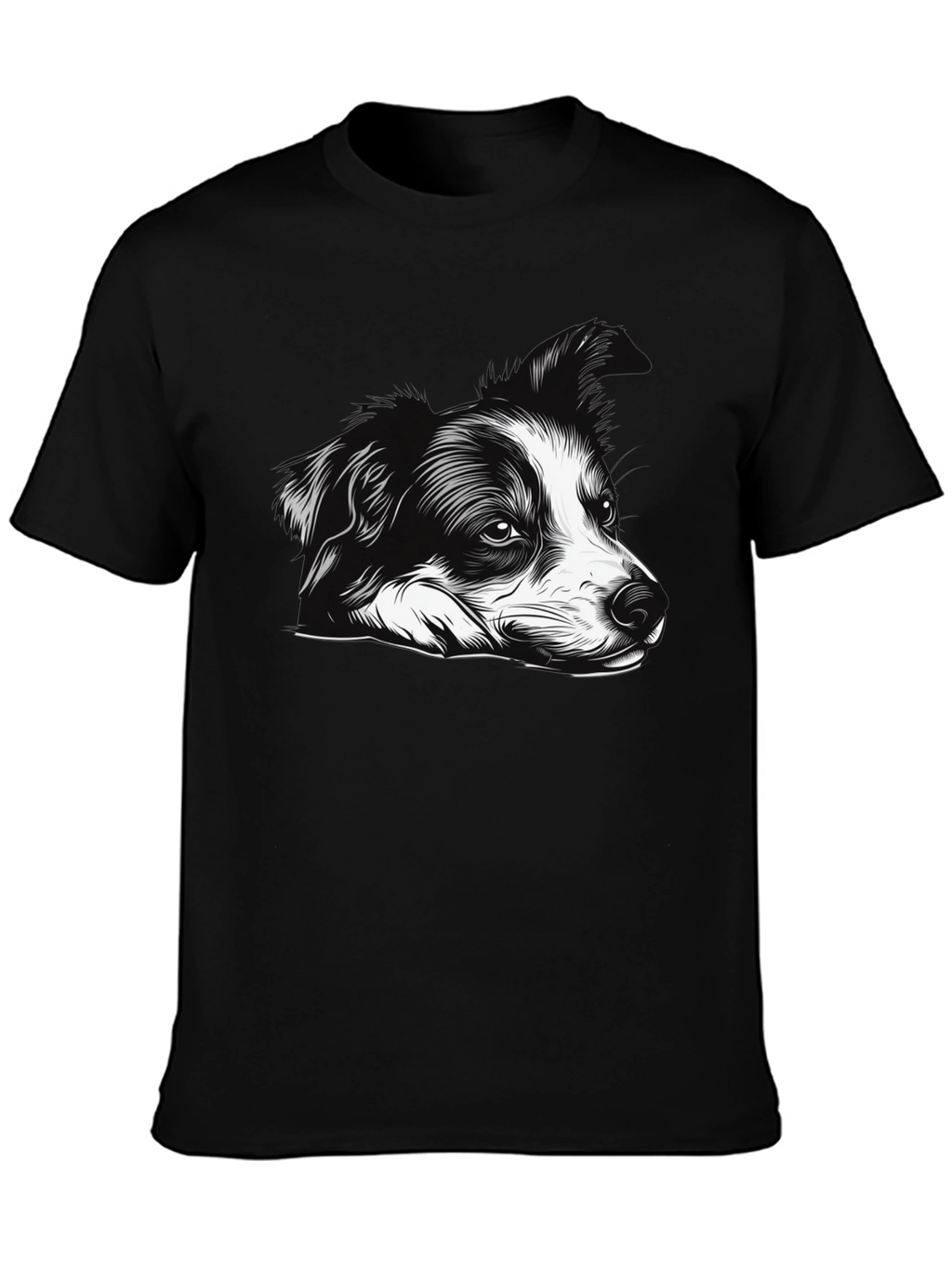 Dog Graphic Print Black Tee