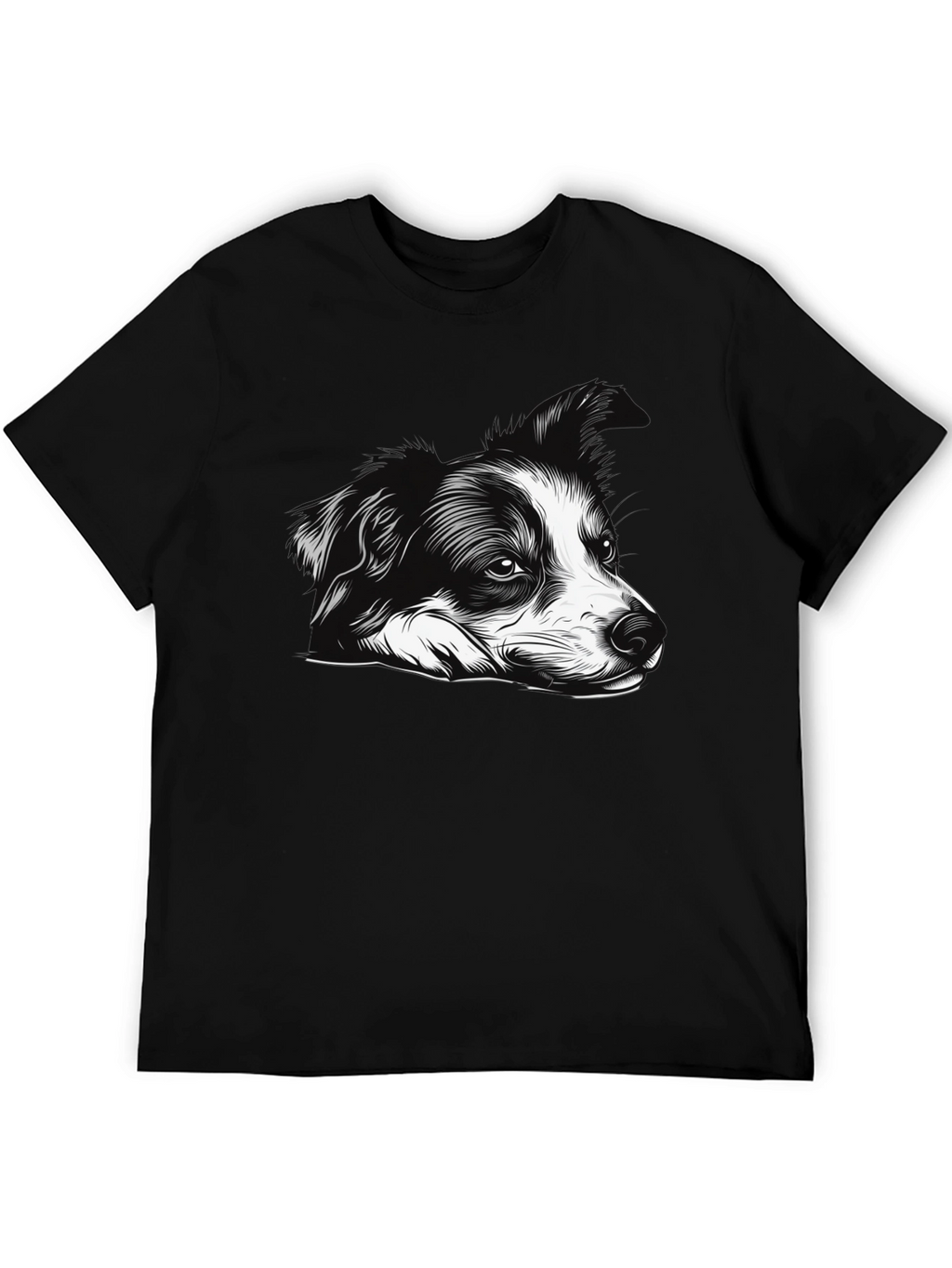 Dog Graphic Print Black Tee